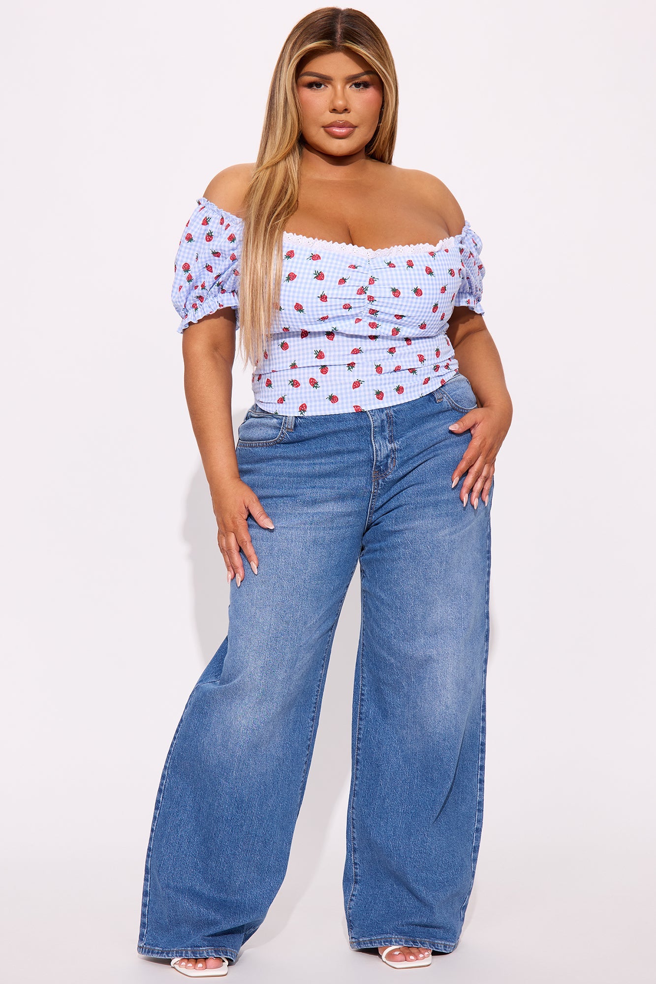 Strawberry Fields Gingham Top - Blue/combo