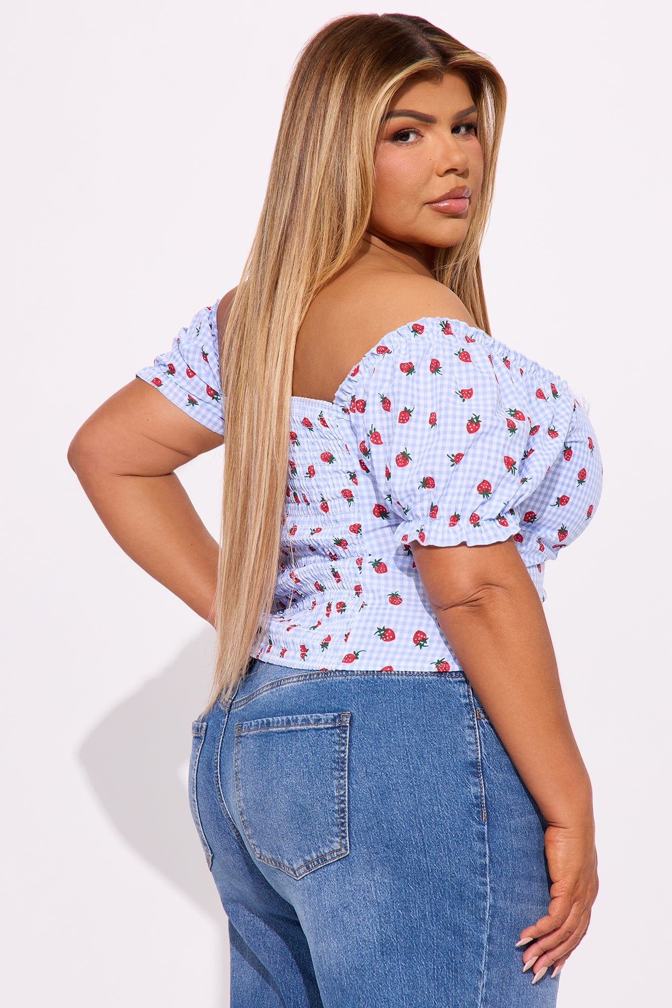 Strawberry Fields Gingham Top - Blue/combo