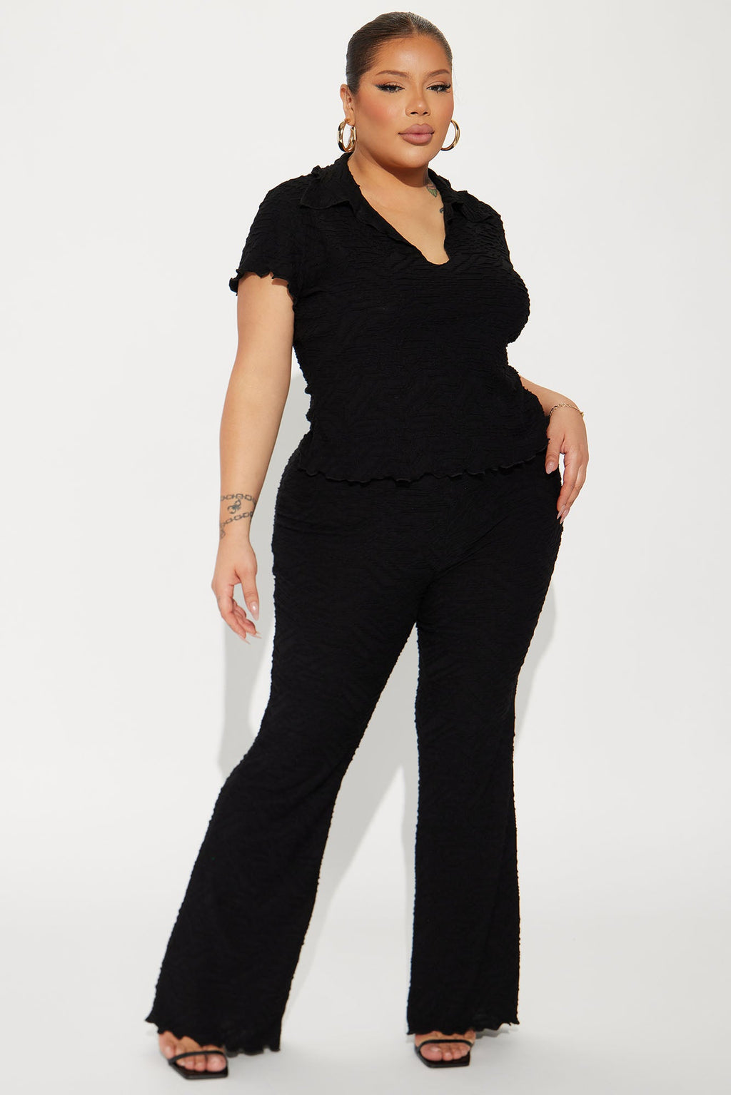 Zelda Textured Pant Set - Black