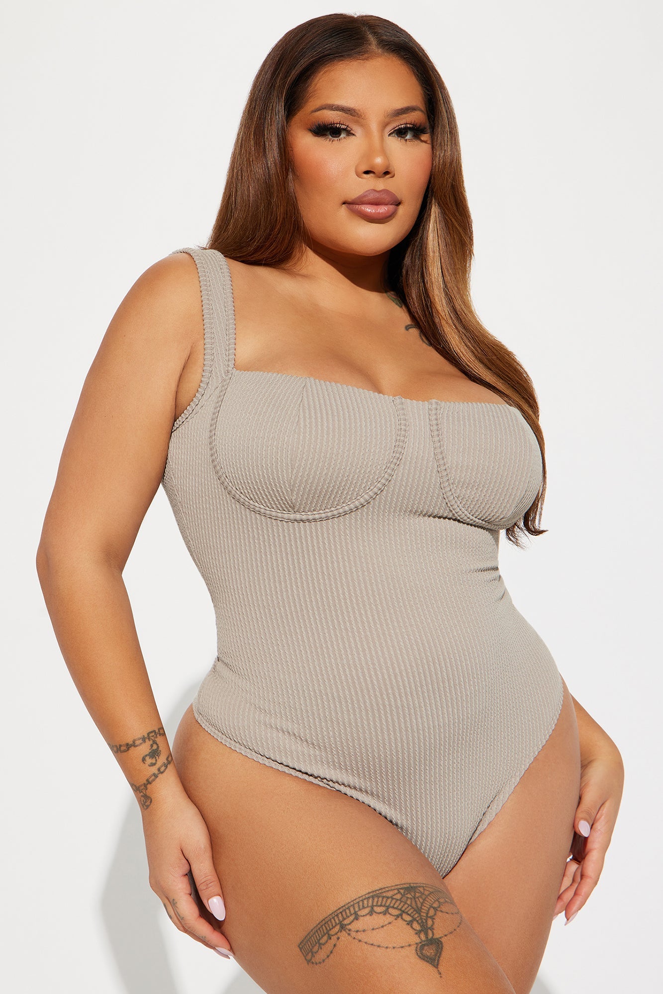 It Girl Ribbed Bodysuit - Stone