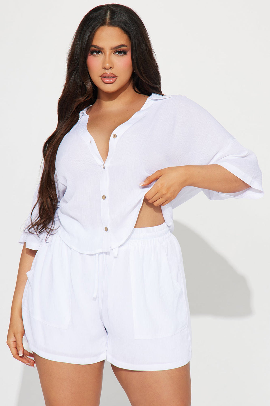 By The Coast Gauze Short Set - White