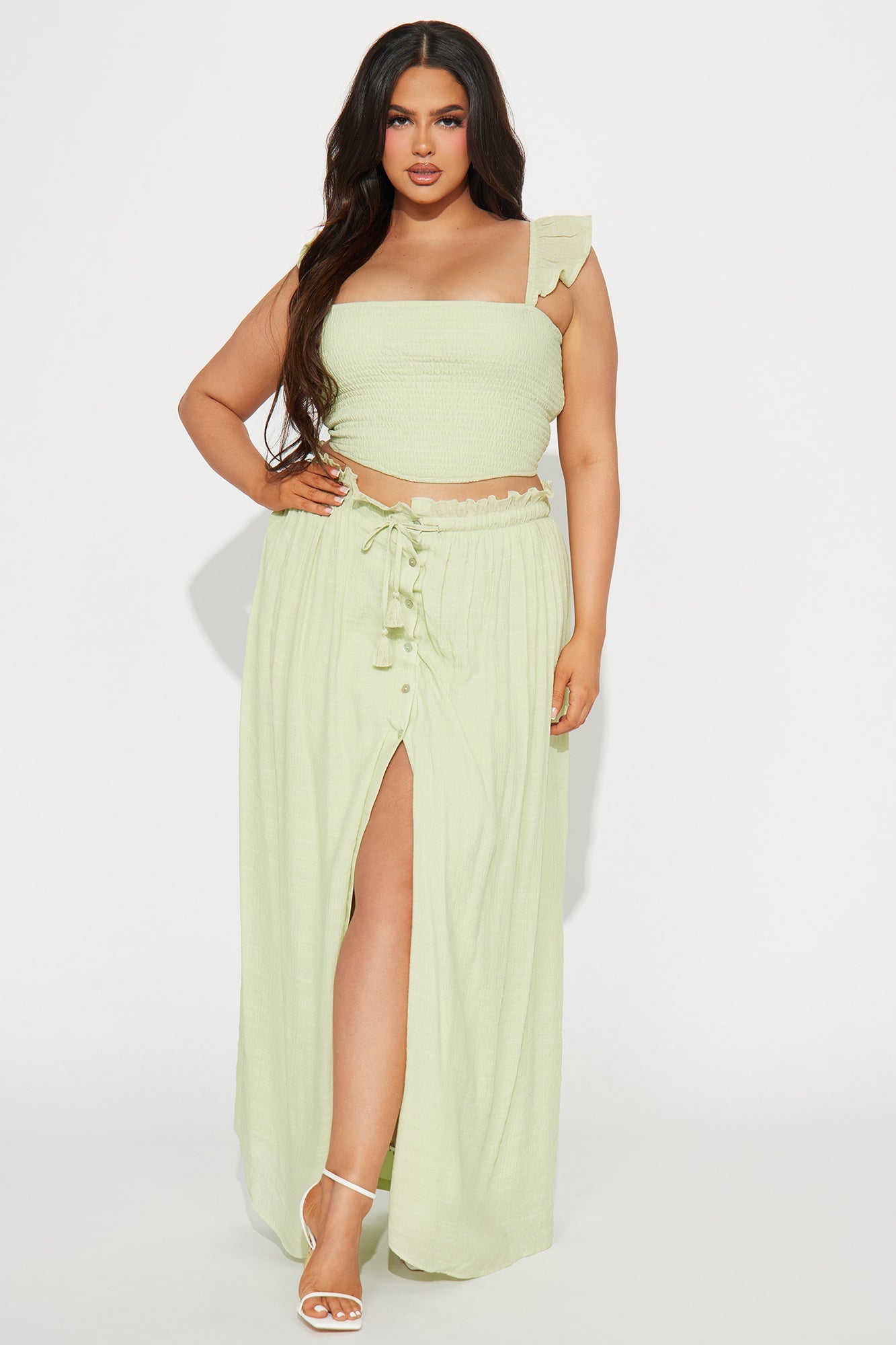 Nicholle Gauze Skirt Set - Sage