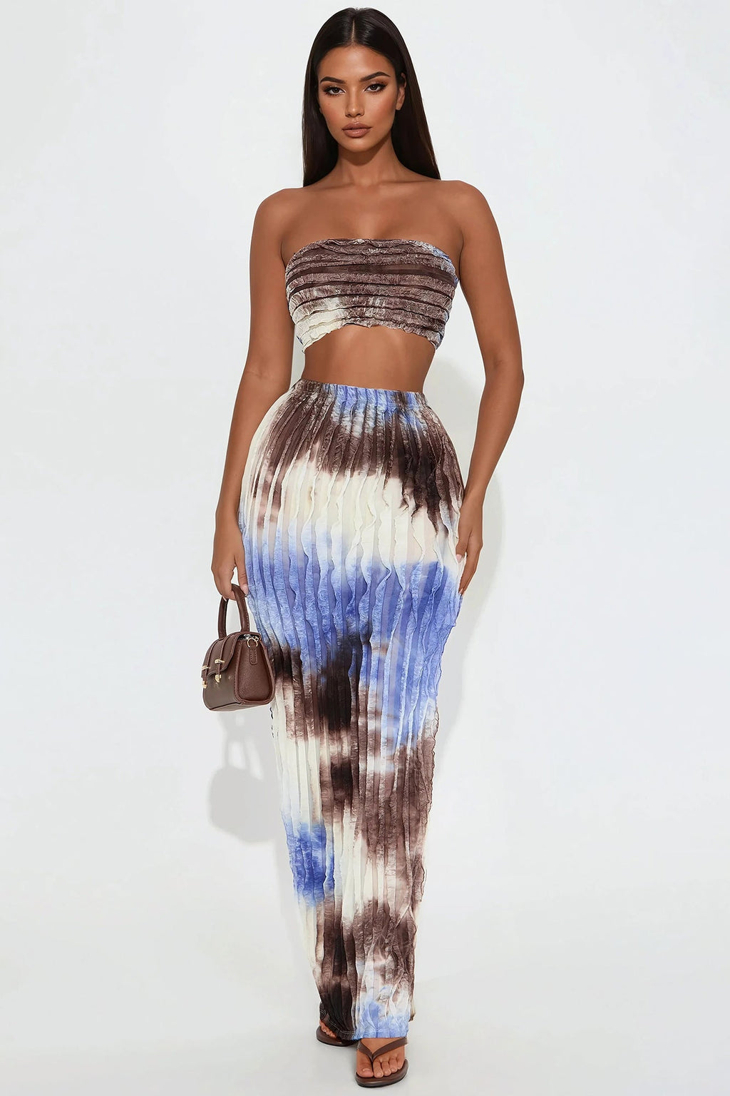Simple Pleasure Tie Dye Skirt Set - Blue/combo