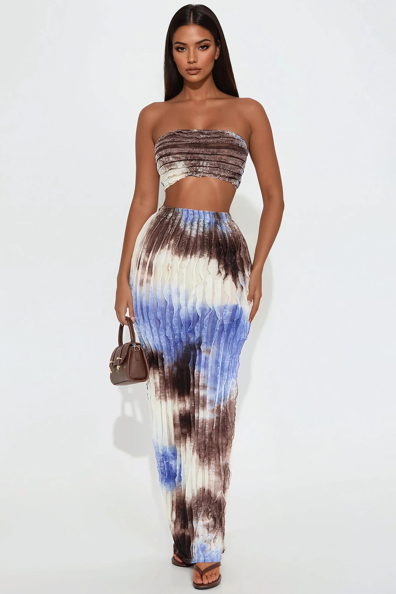 Simple Pleasure Tie Dye Skirt Set - Blue/combo