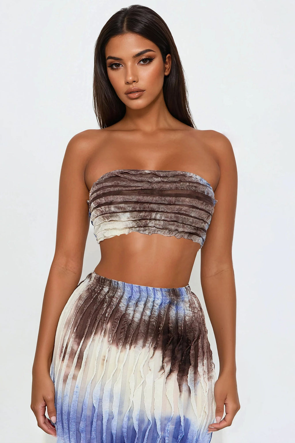 Simple Pleasure Tie Dye Skirt Set - Blue/combo