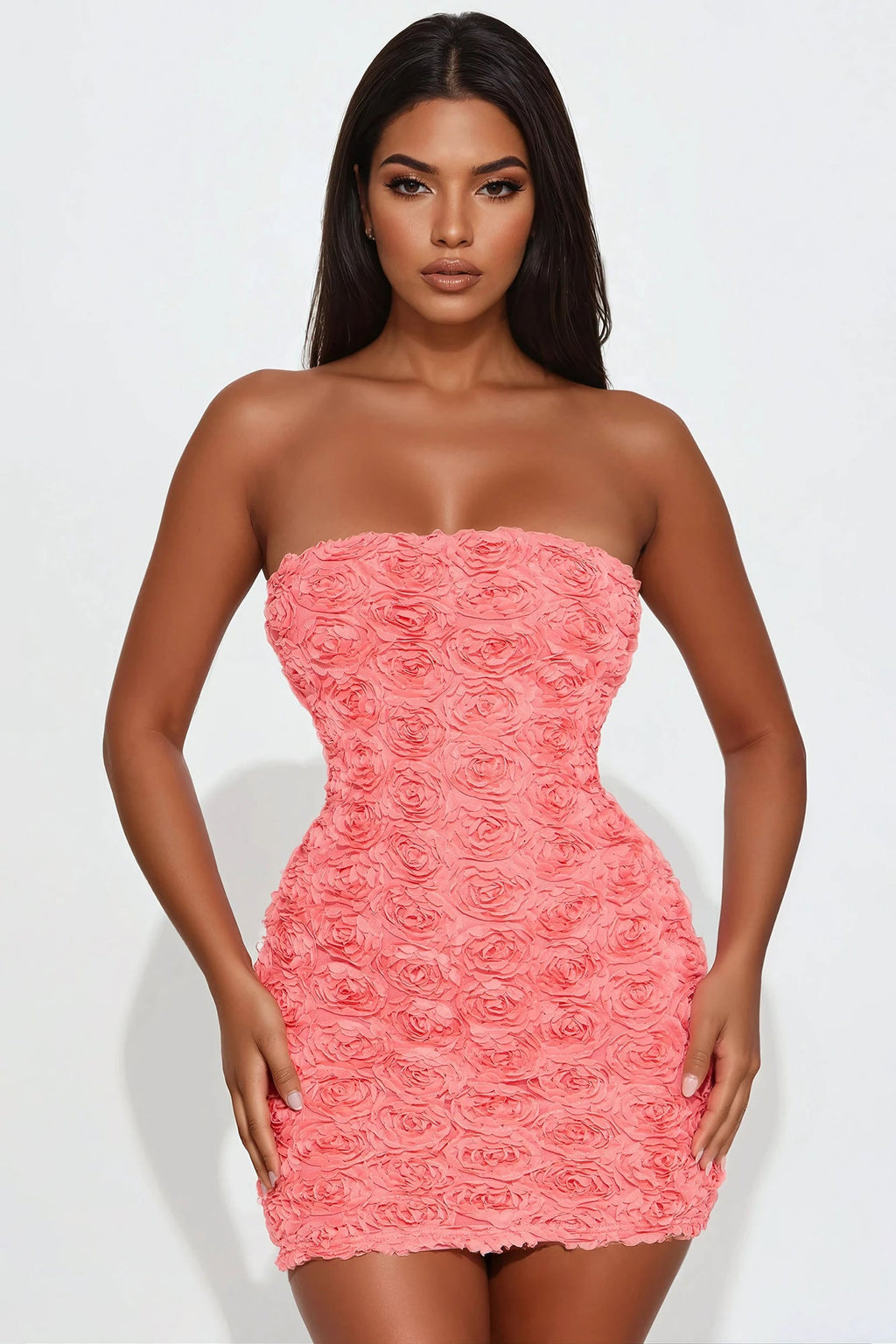 Blossom Rosette Mini Dress - Coral