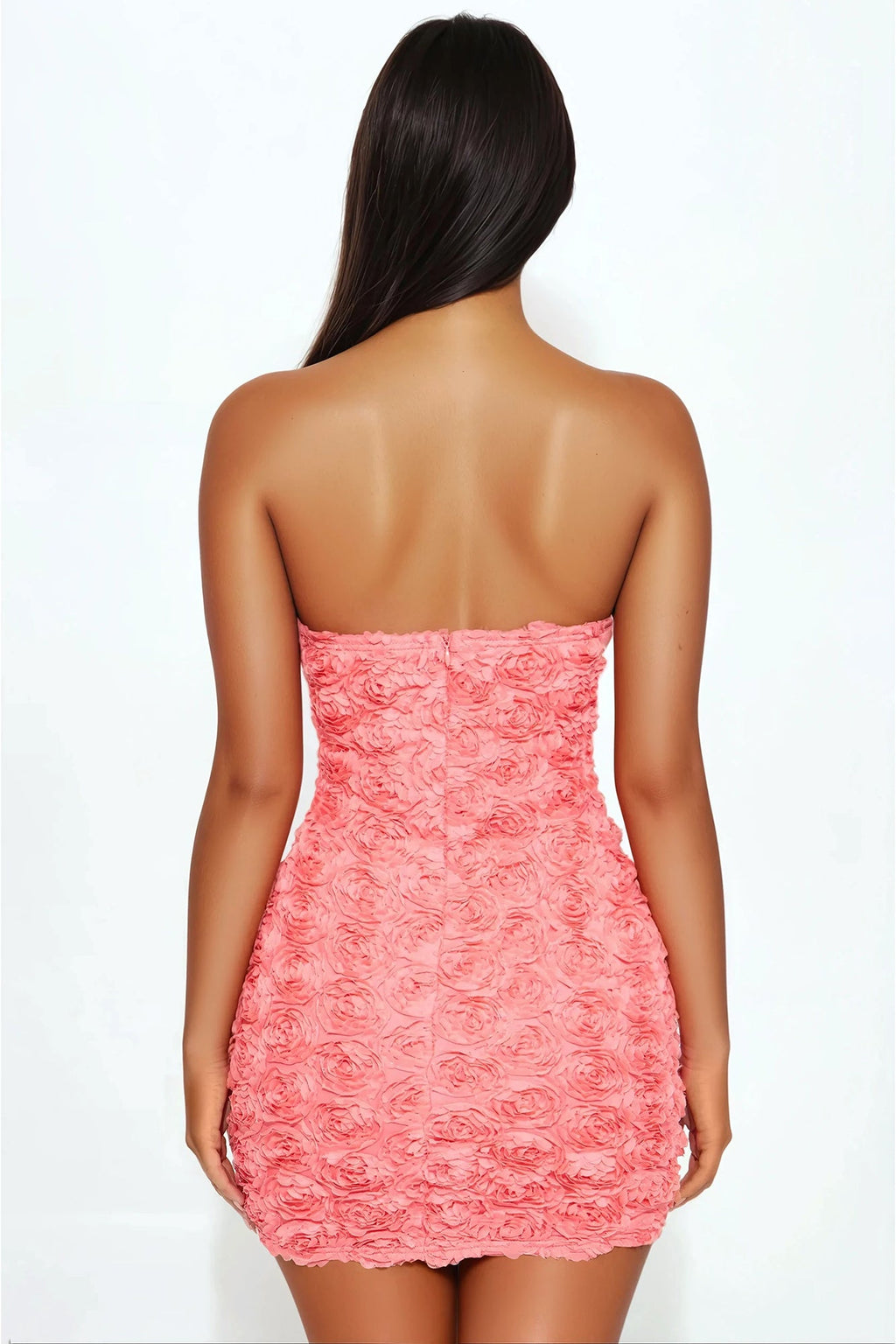 Blossom Rosette Mini Dress - Coral