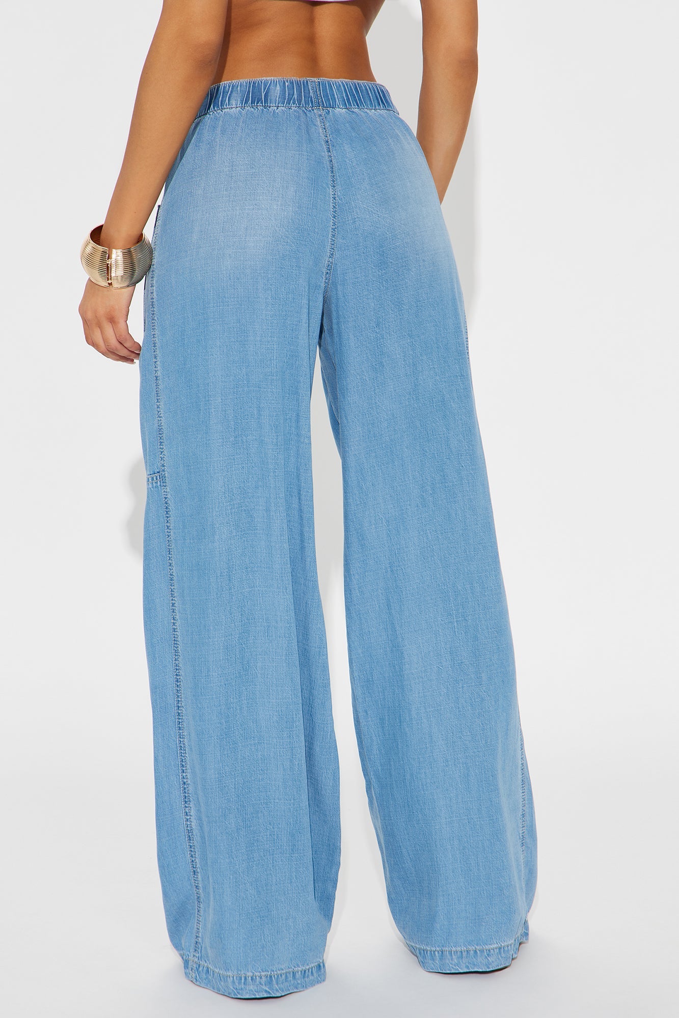 Saldana Relaxed Non Stretch Wide Leg Jeans - Medium Wash