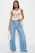 Saldana Relaxed Non Stretch Wide Leg Jeans - Medium Wash