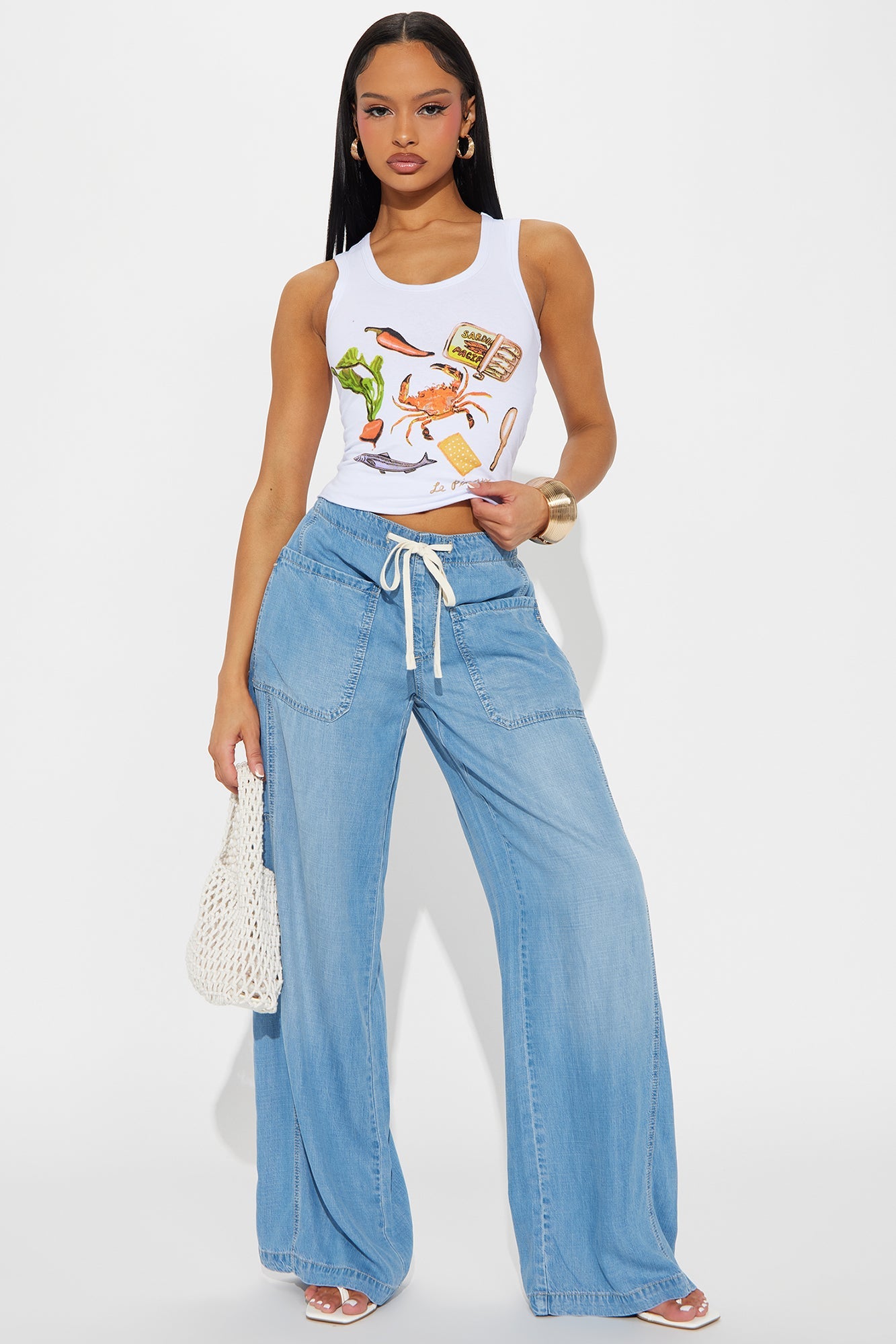 Saldana Relaxed Non Stretch Wide Leg Jeans - Medium Wash