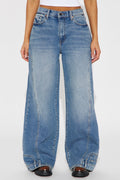 Zene Reconstructed Wide Leg Jeans - Medium Wash