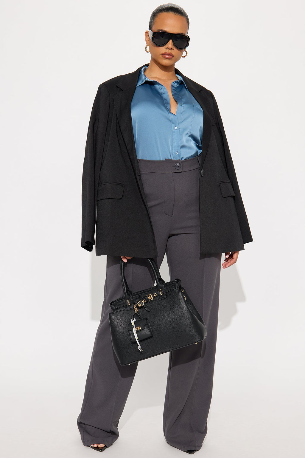 Tall Heidi Wide Leg Trouser Pant - Charcoal