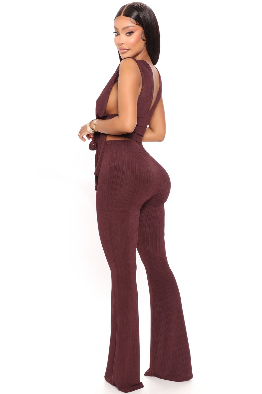 Marceline Ribbed Pant Set 33.5 - Chocolate