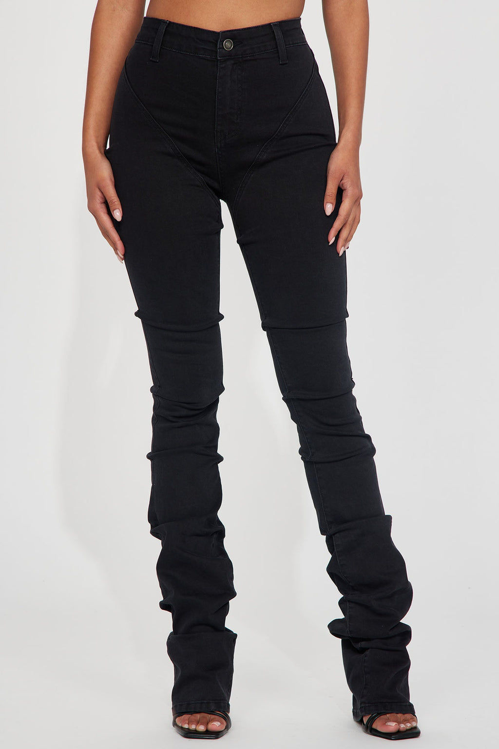 Tall See Me High Rise Stacked Straight Leg Jeans - Black