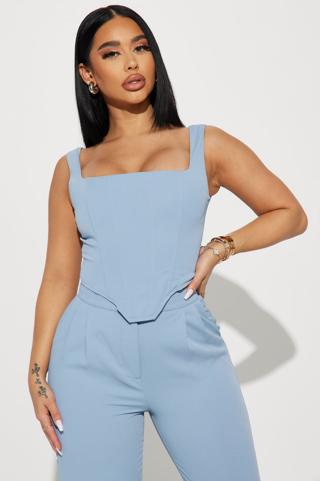 Karol Corset Pant Set - Slate Blue