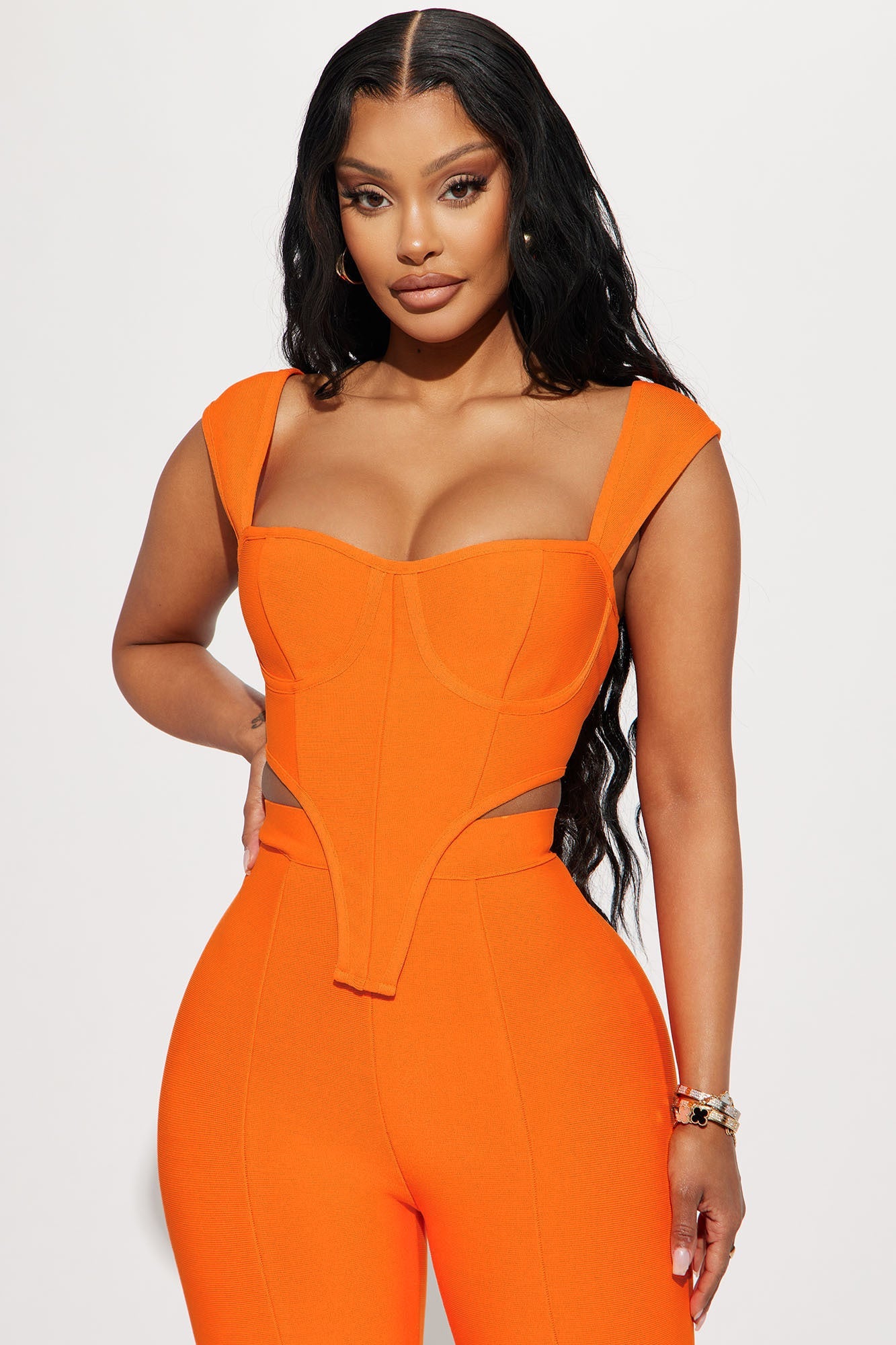 Vibing Out Bandage Pant Set - Orange