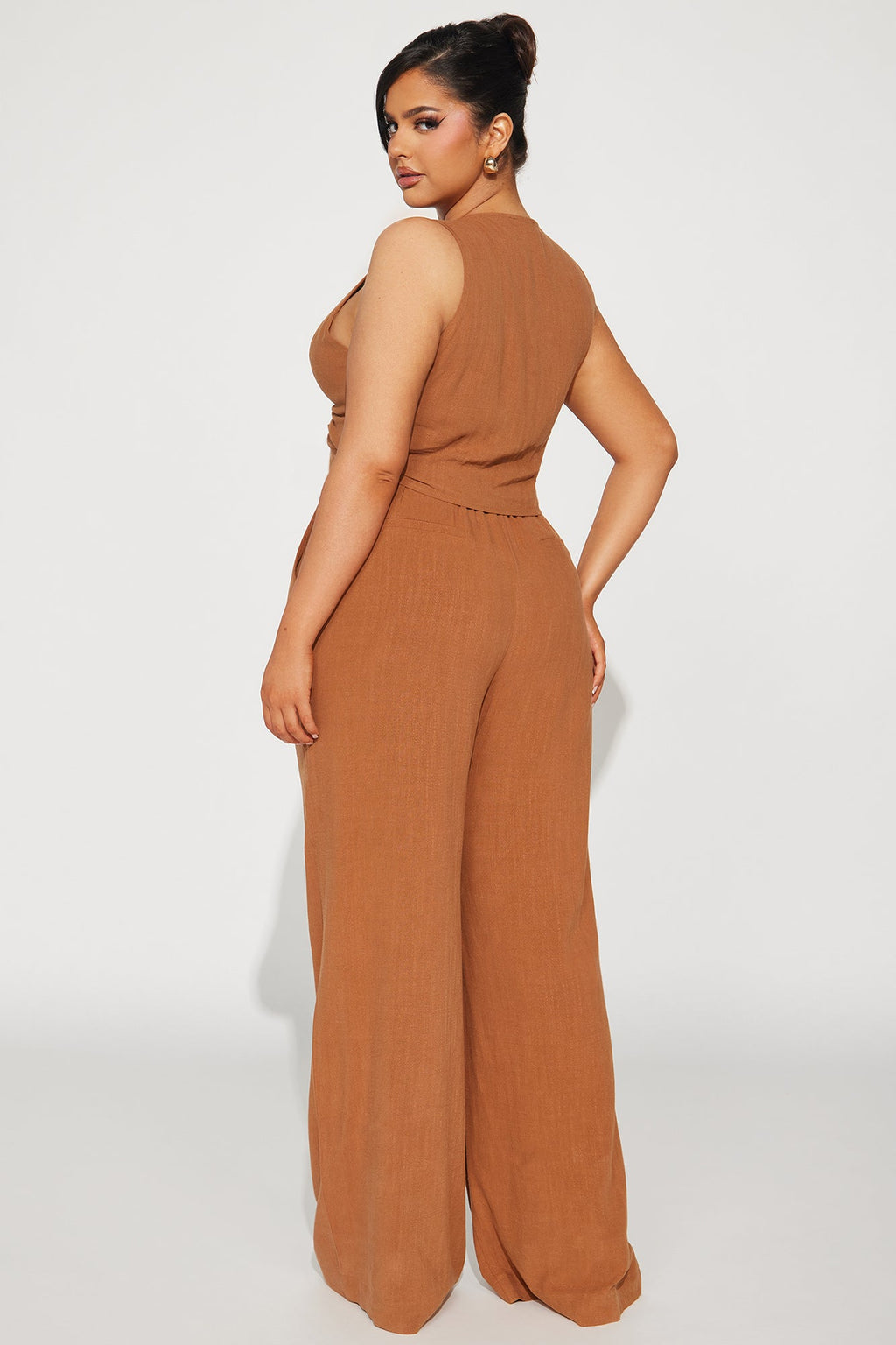 Act Right Linen Pant Set - Cognac