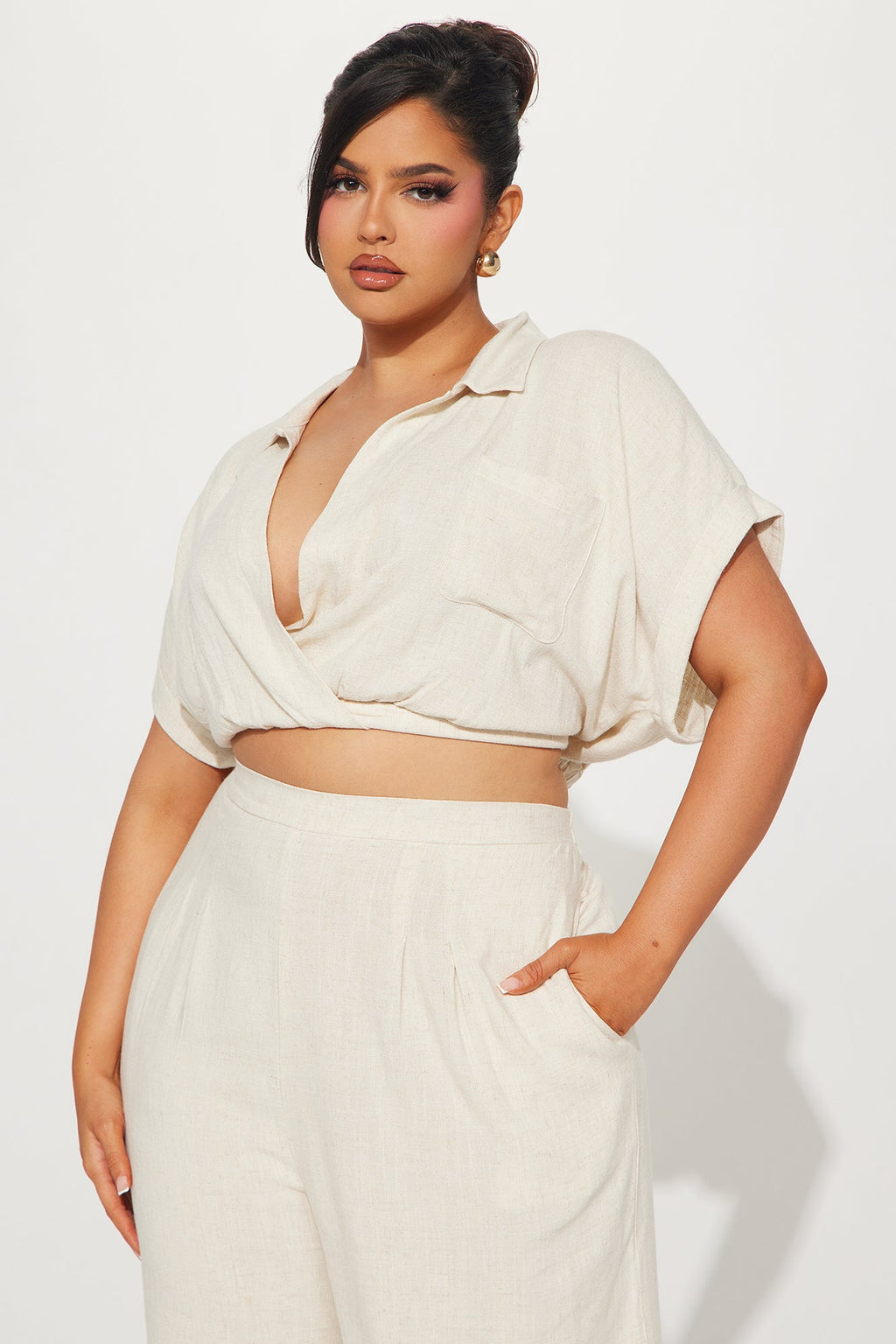 Andrea Linen Pant Set - Oatmeal