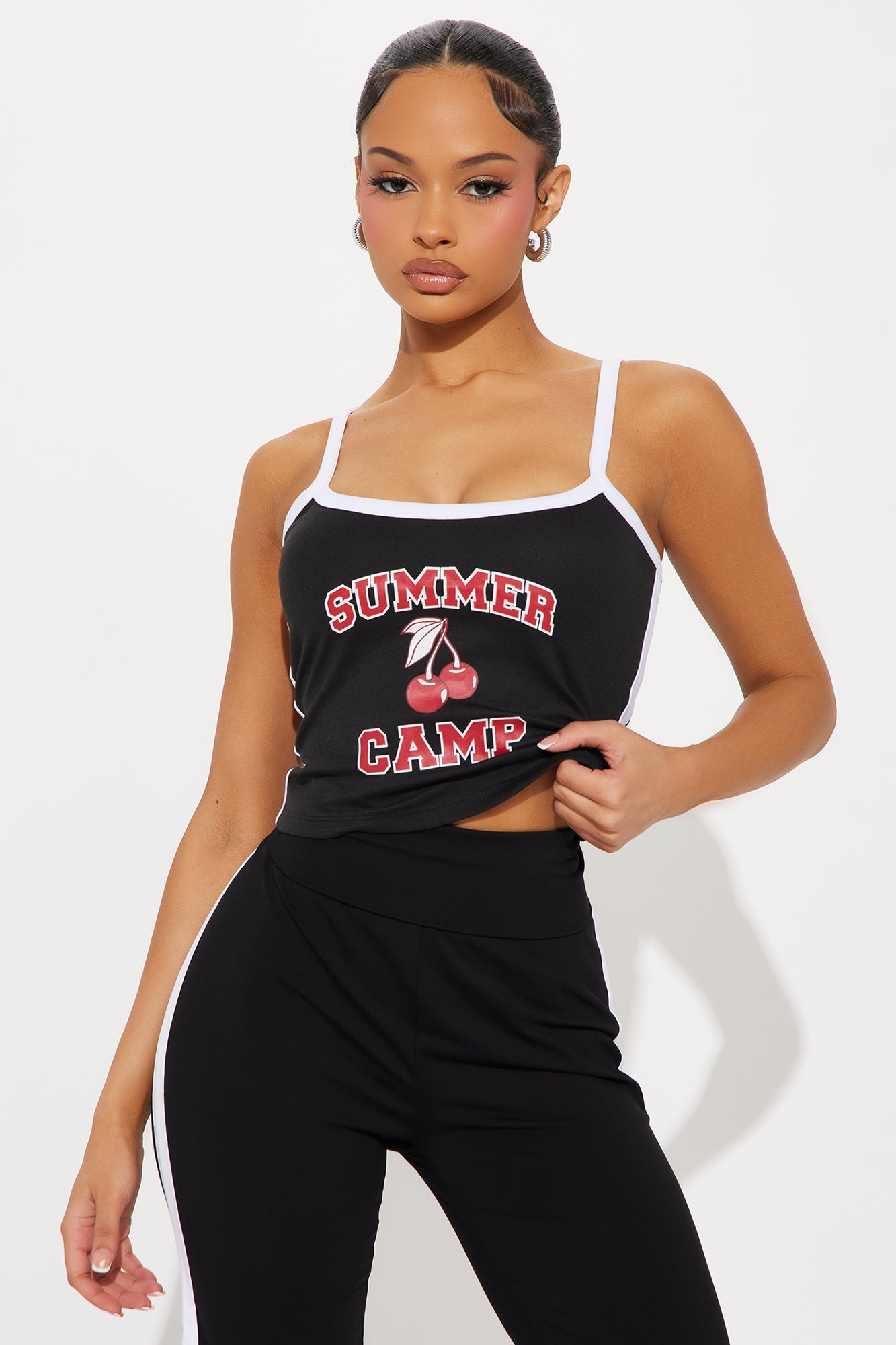 Summer Camp Cropped Cami - Black