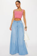 Clear Skies Chambray Super Wide Leg Jean - Medium Wash