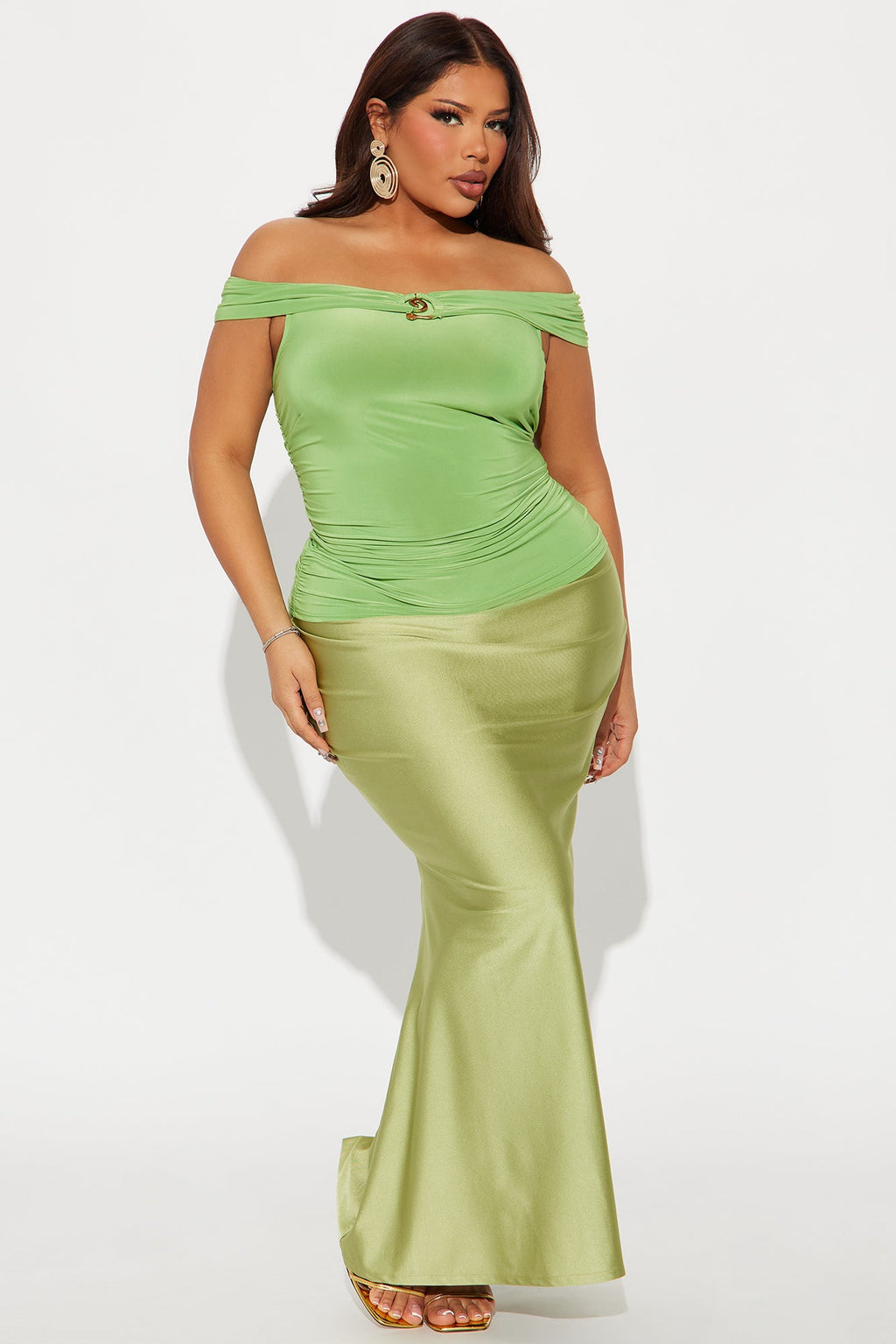 New Views Off Shoulder Top - Green