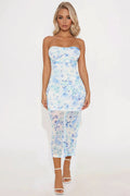 Stormi Mesh Midi Dress - Blue/combo