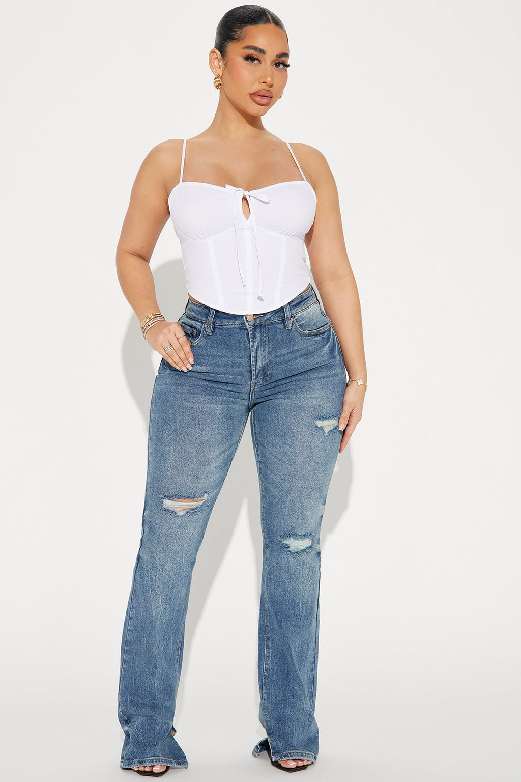 Araya Poplin Corset Top - White