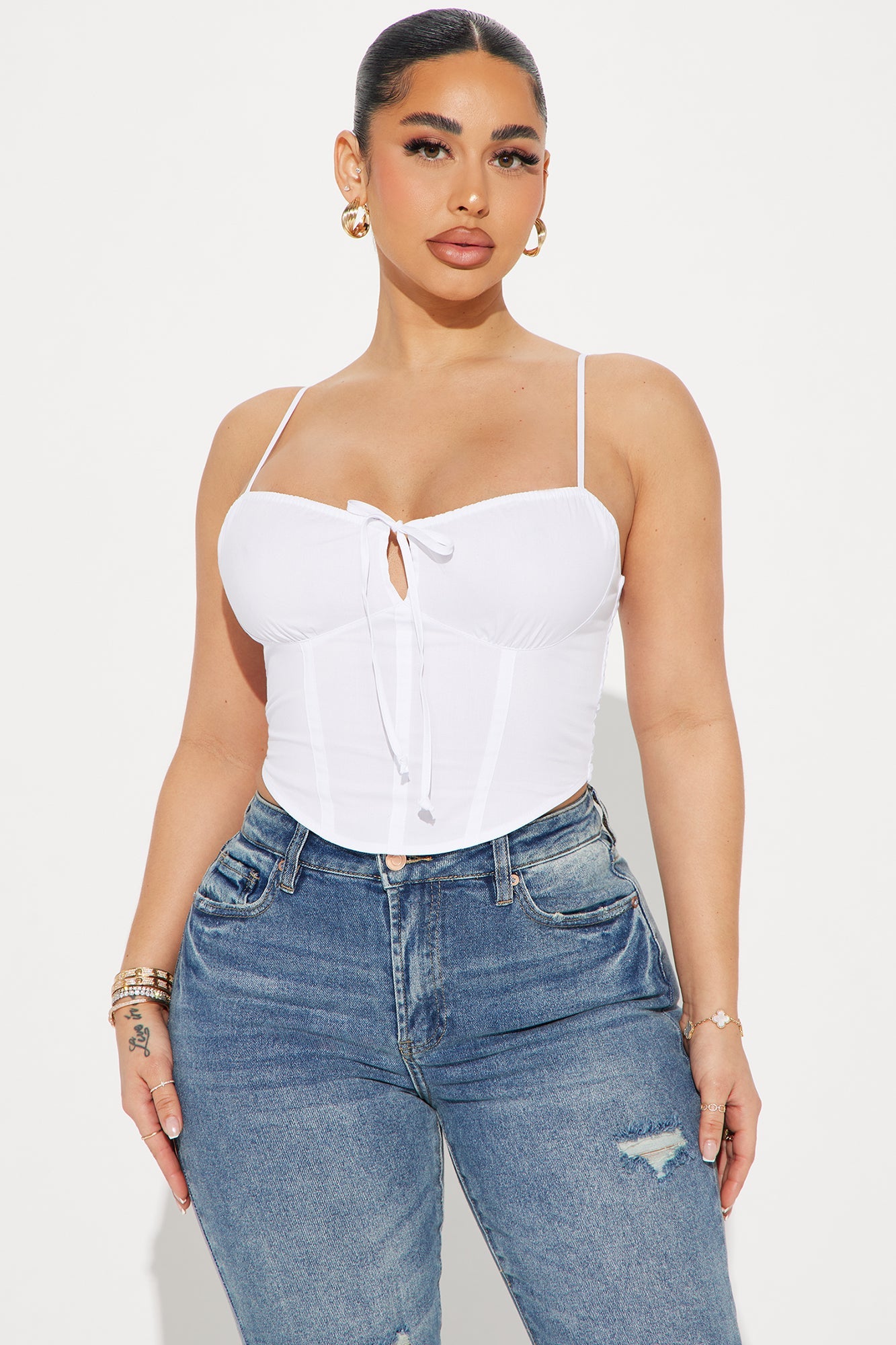 Araya Poplin Corset Top - White