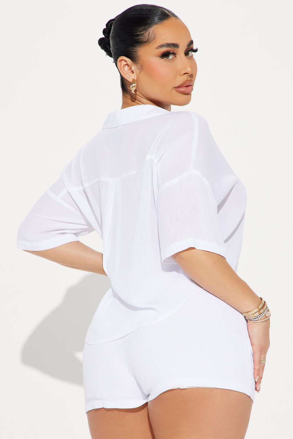 By The Coast Gauze Short Set - White