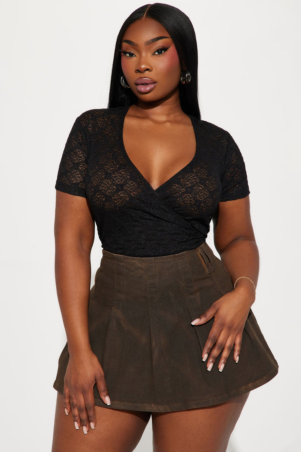 Leilani Lace Wrap Top - Black