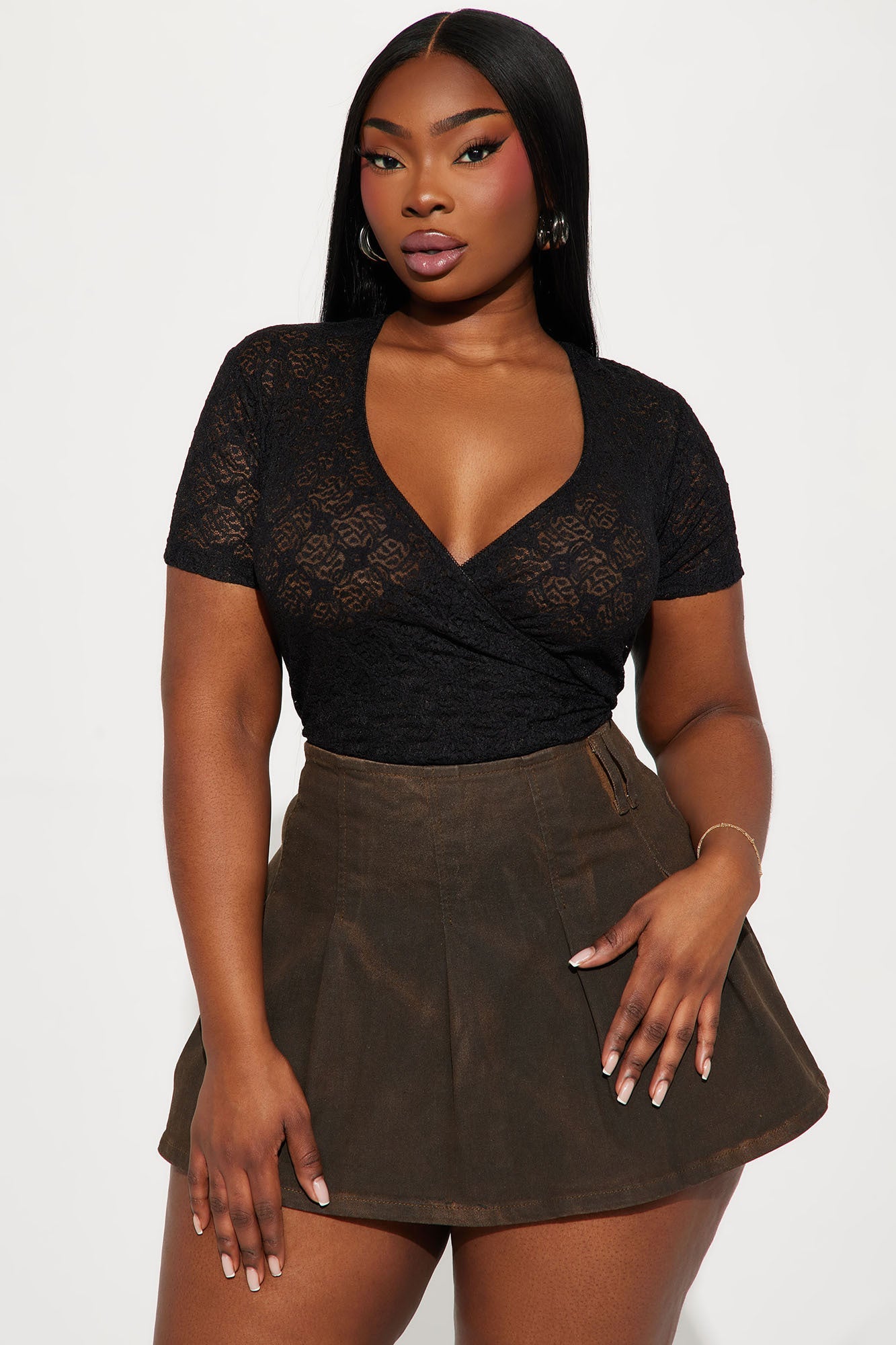 Leilani Lace Wrap Top - Black