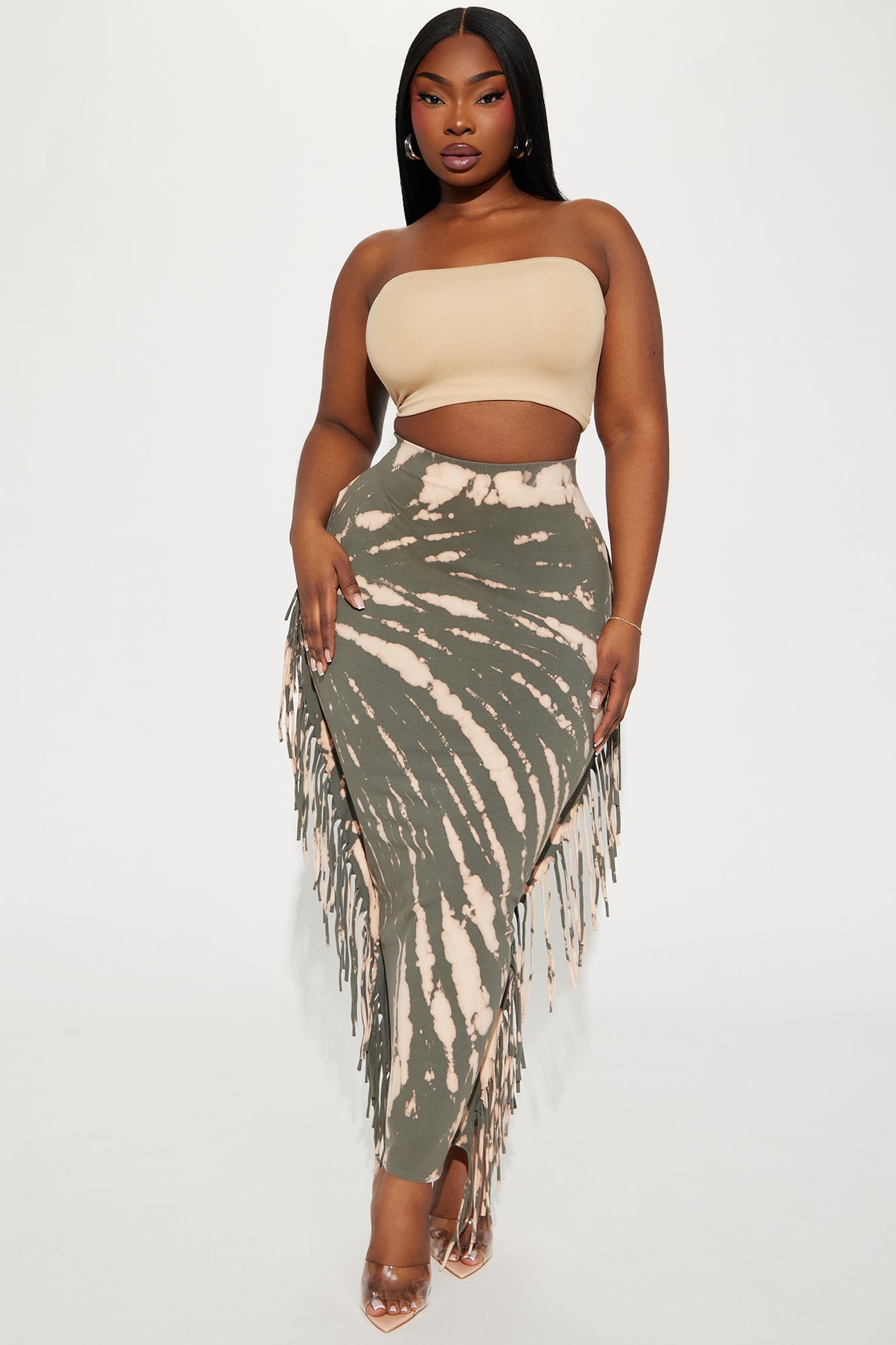 Damari Tie Dye Maxi Skirt - Olive/combo
