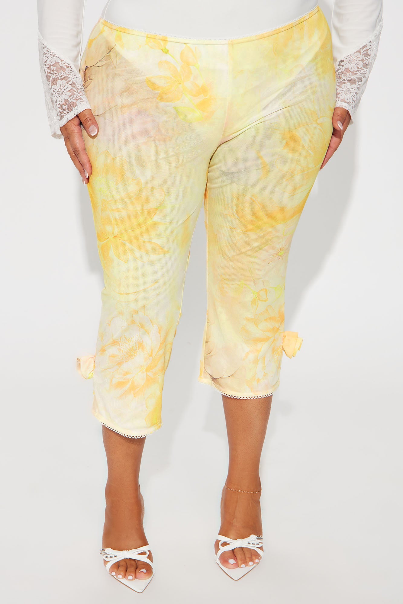 Floria Mesh Capri Legging - Yellow