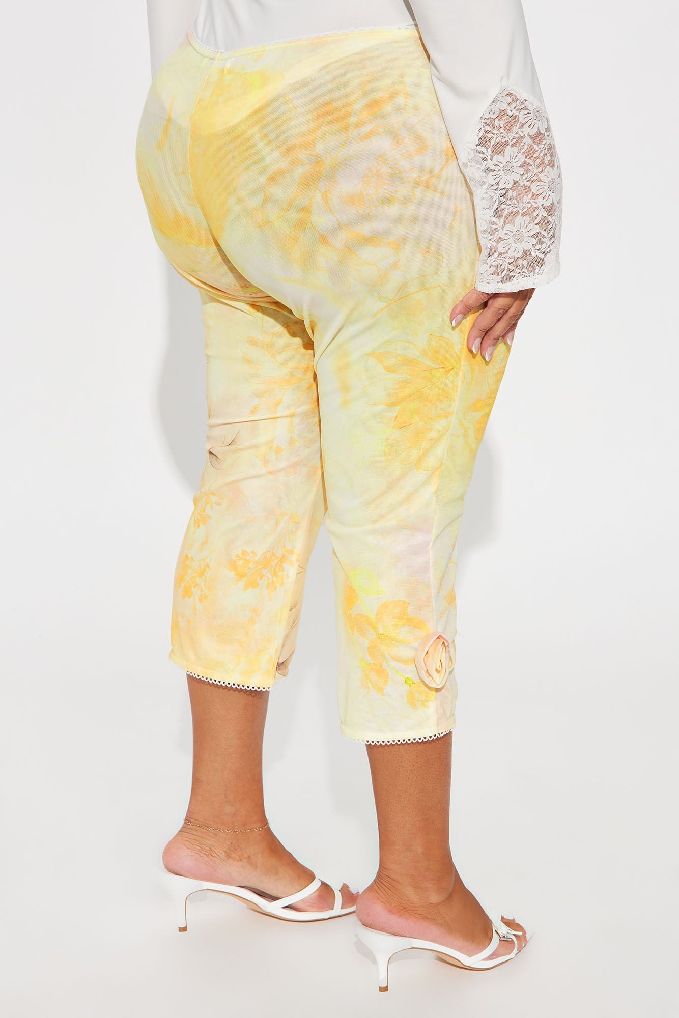 Floria Mesh Capri Legging - Yellow