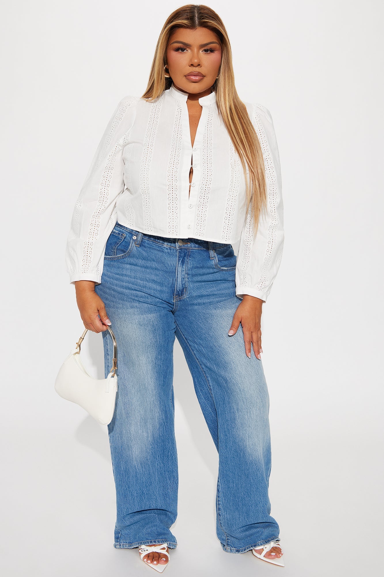 Reezy Eyelet Blouse Top - White