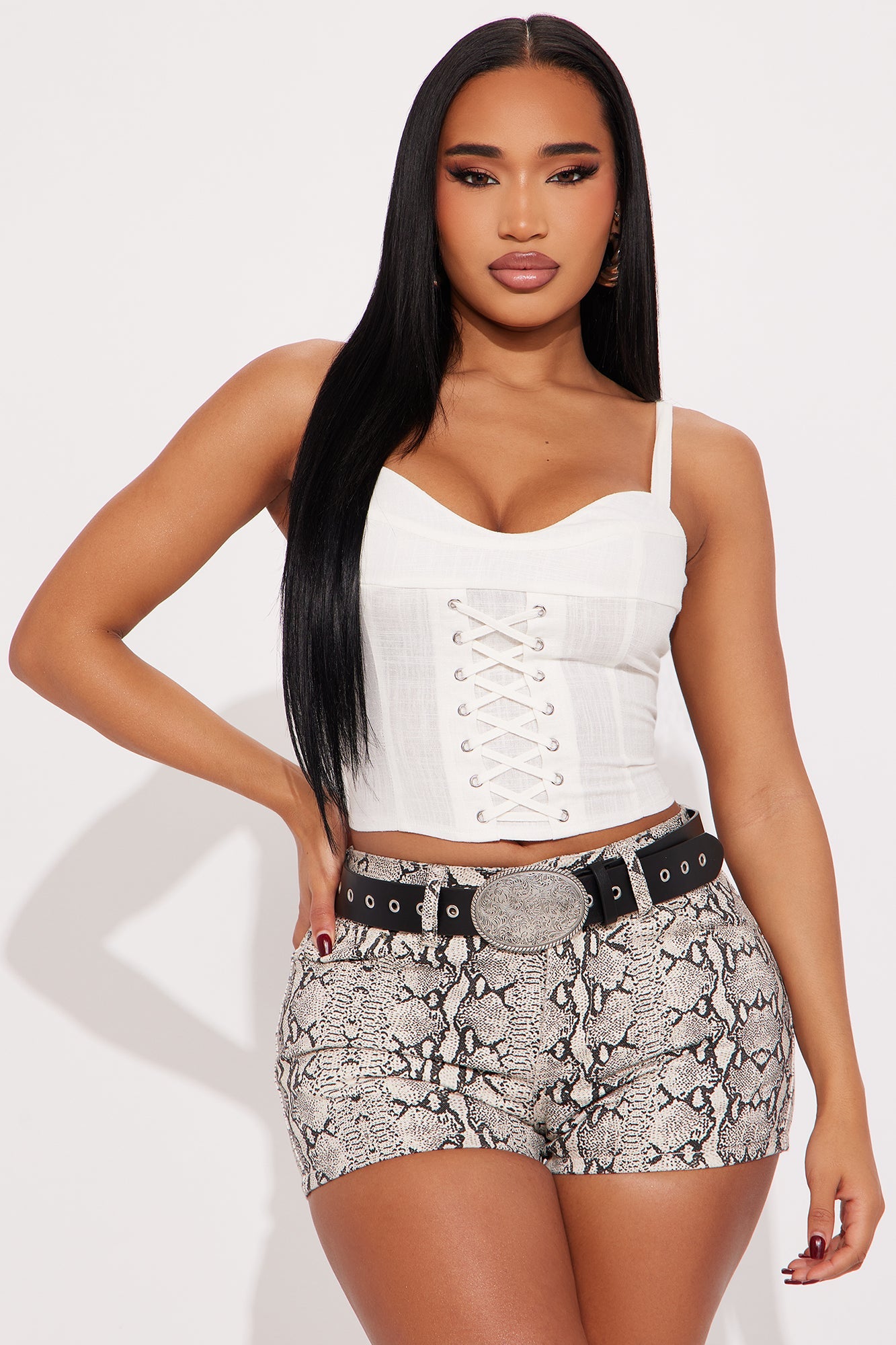 Straight To You Linen Corset Top - Ivory