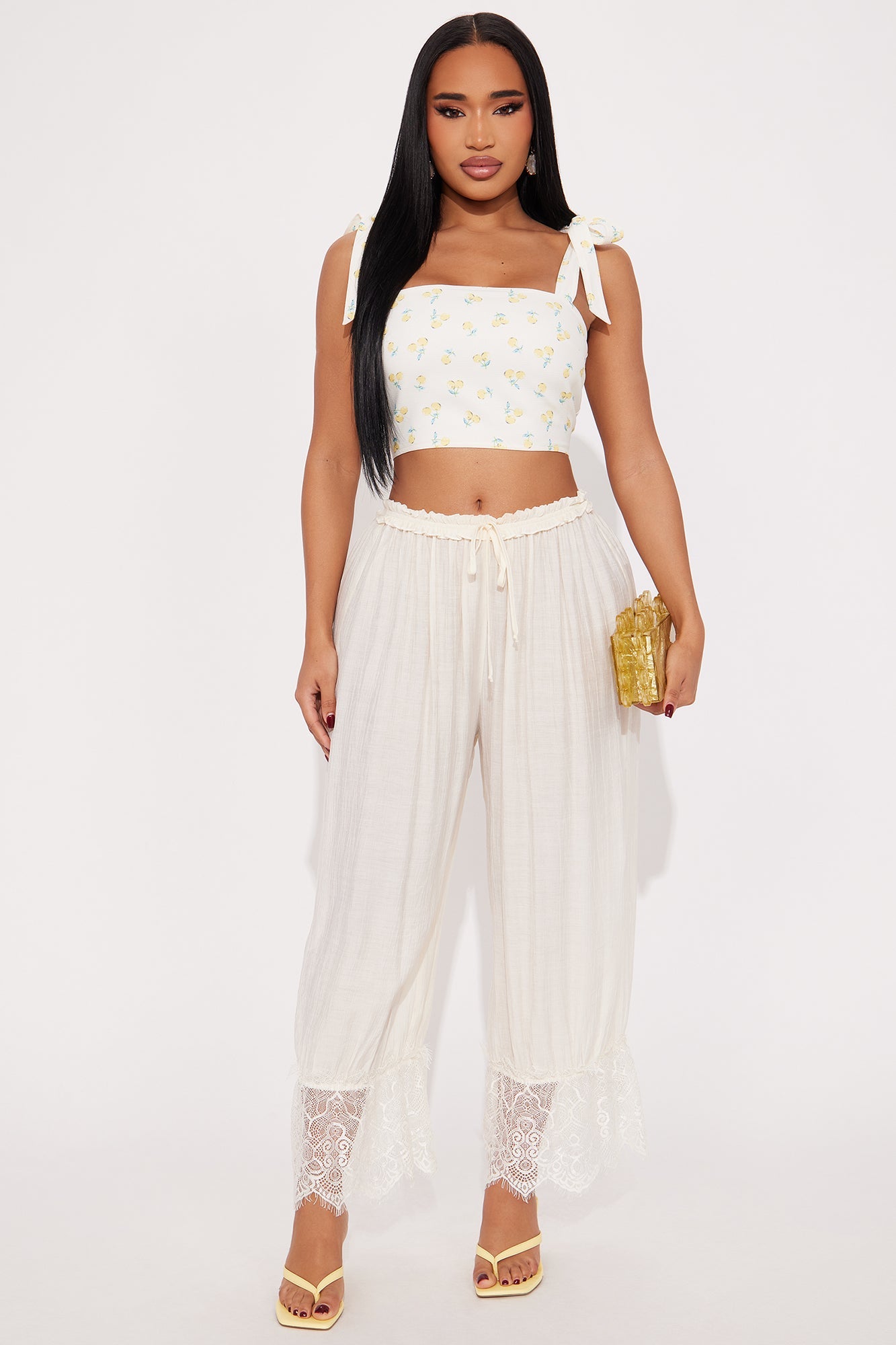 Cherry Fields Cropped Top - Yellow/combo