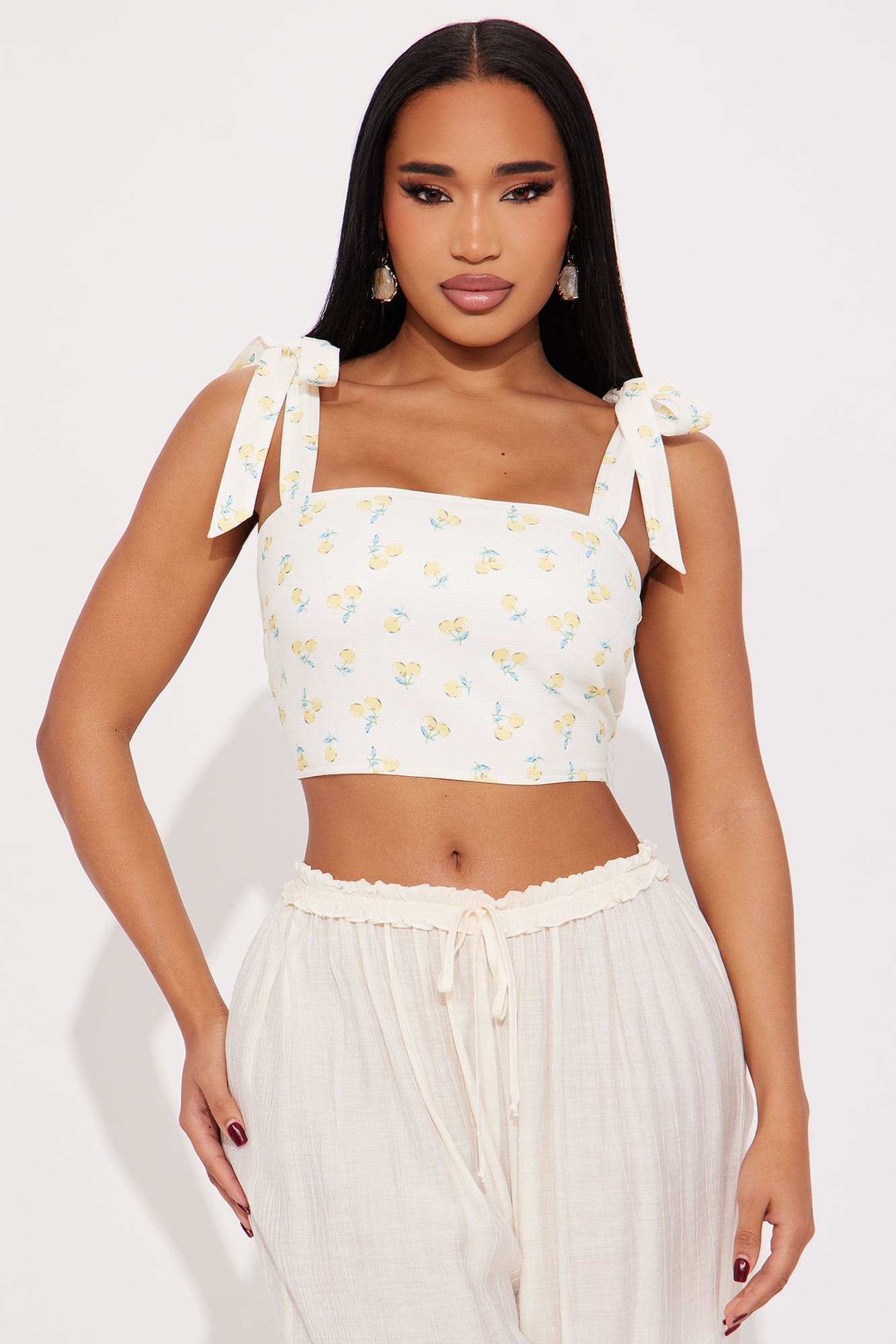 Cherry Fields Cropped Top - Yellow/combo