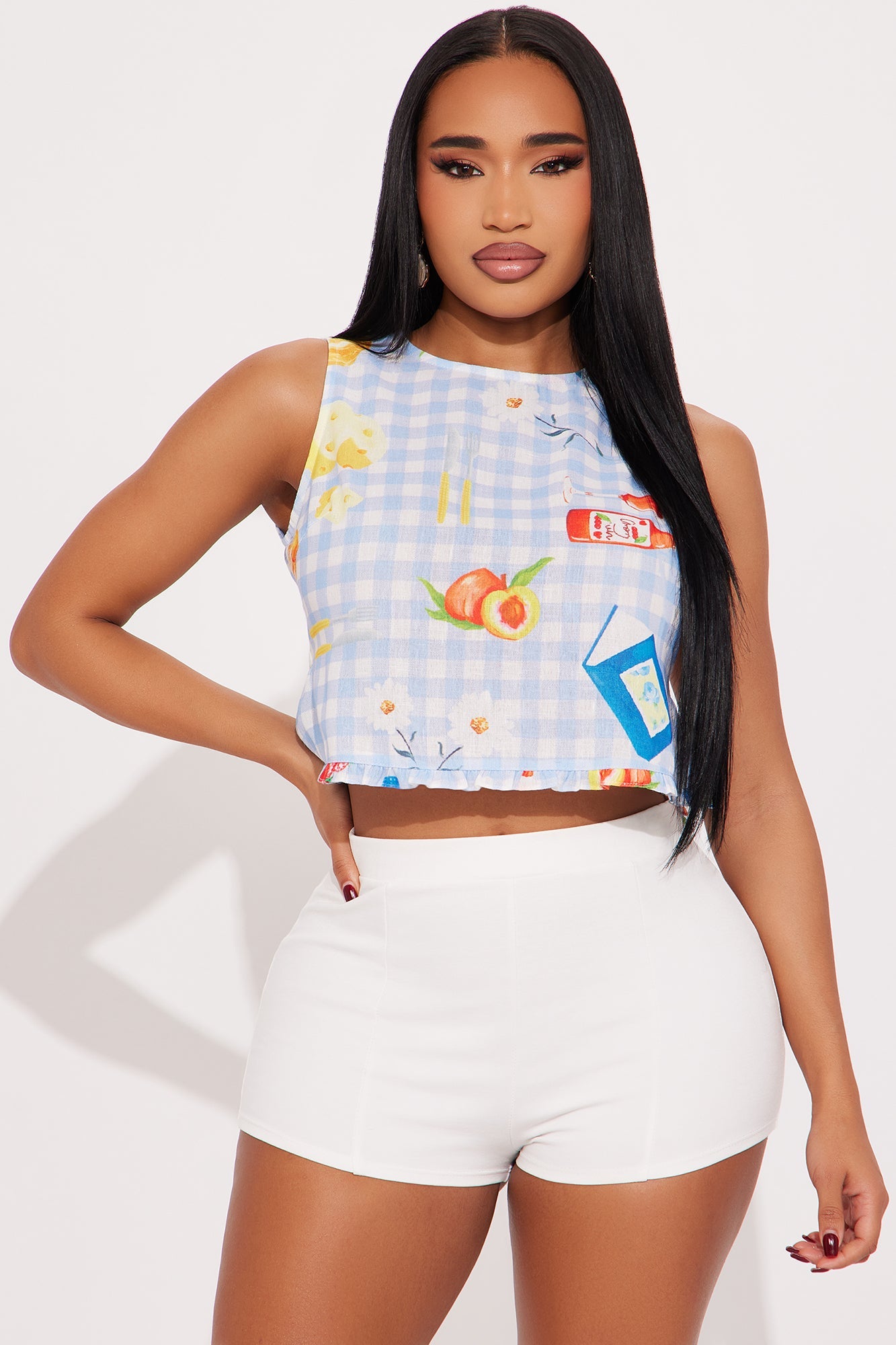 Sunday Picnic Gingham Top - Blue/combo