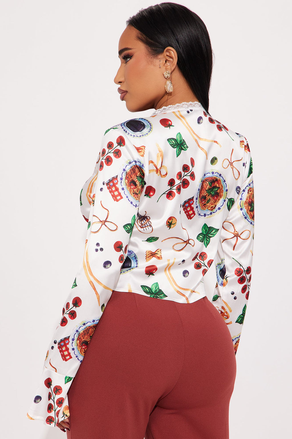 Italian Picnic Satin Top - White/combo