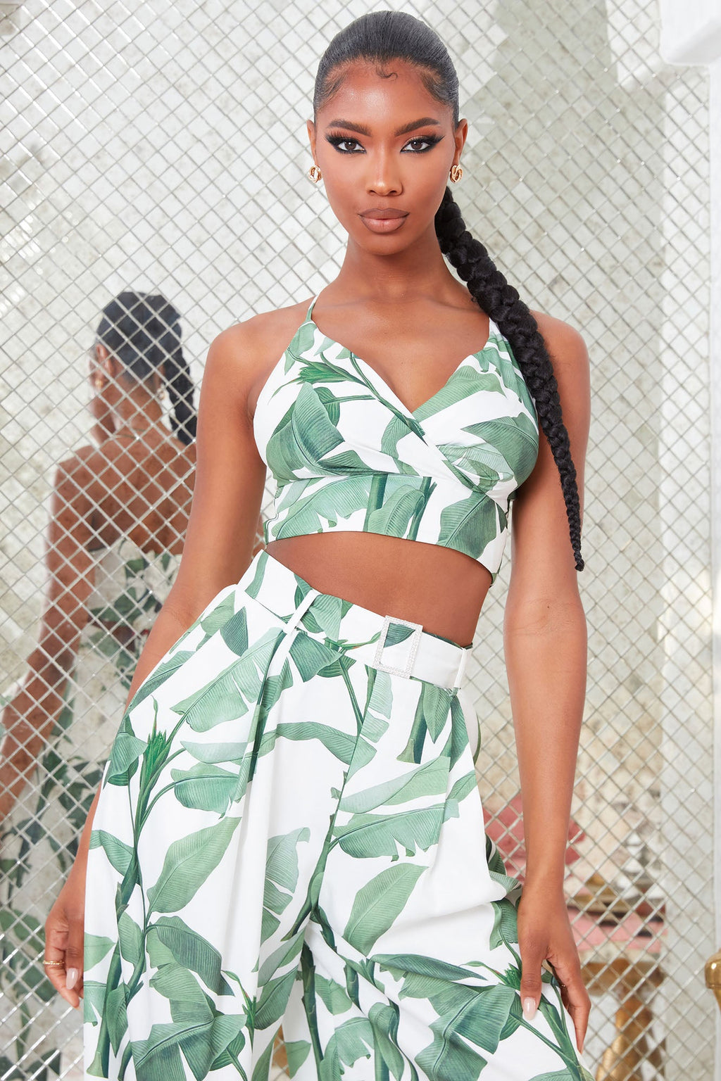 Ibiza Nights Tropical Pant Set - Green/combo