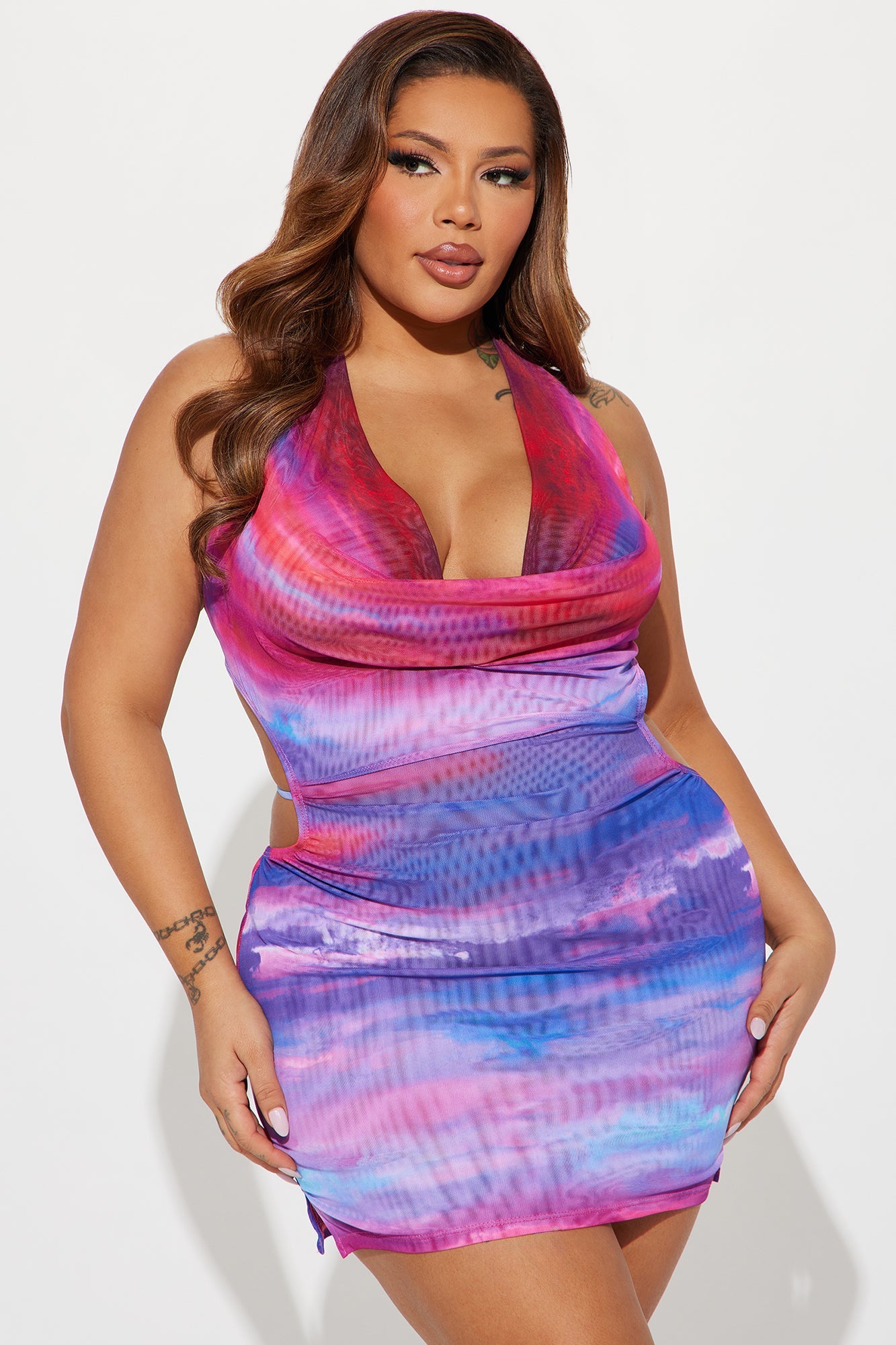 Danielle Ombre Micro Mini Dress - Purple/combo
