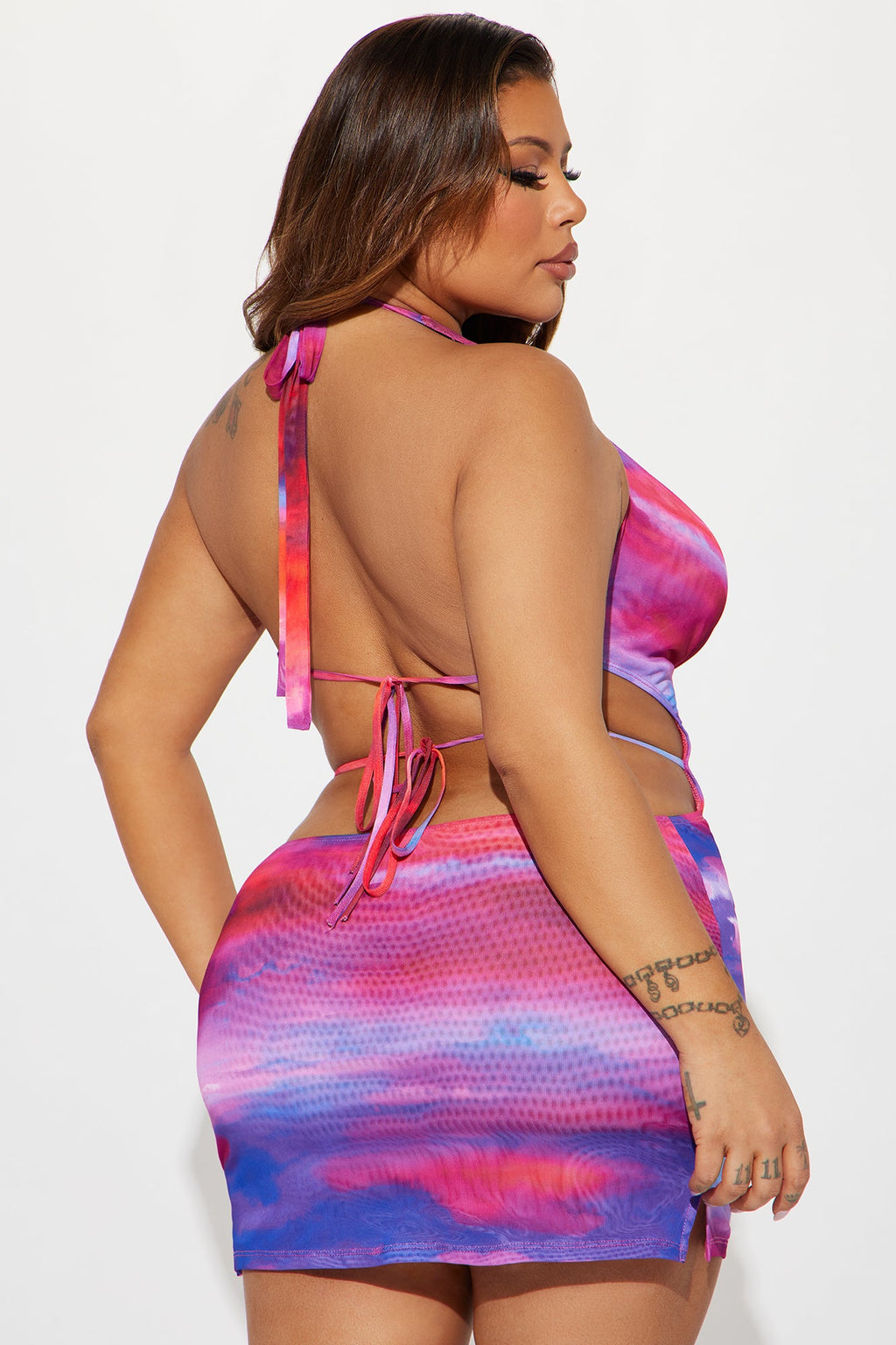 Danielle Ombre Micro Mini Dress - Purple/combo