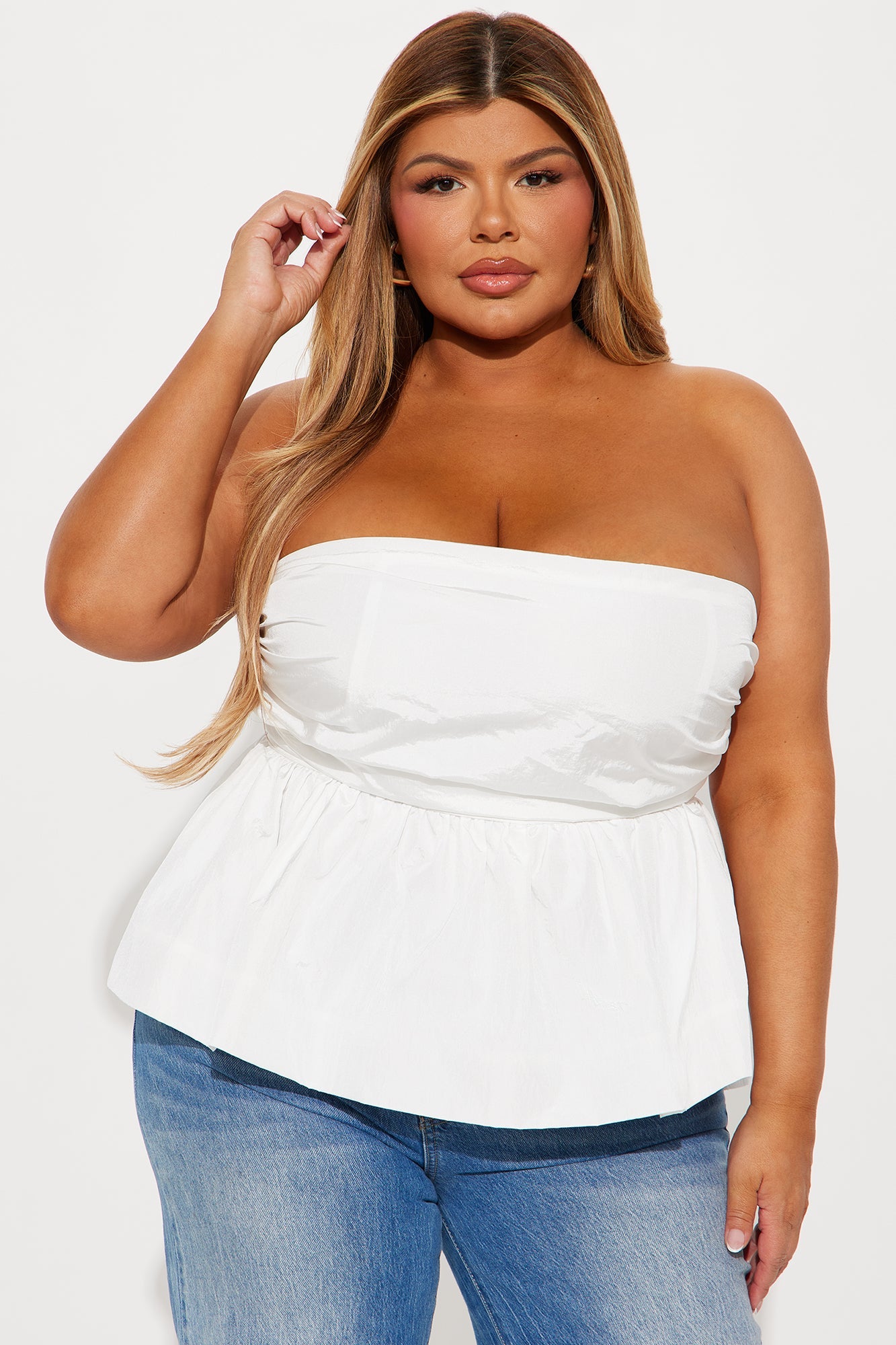 Norine Bubble Hem Top - White