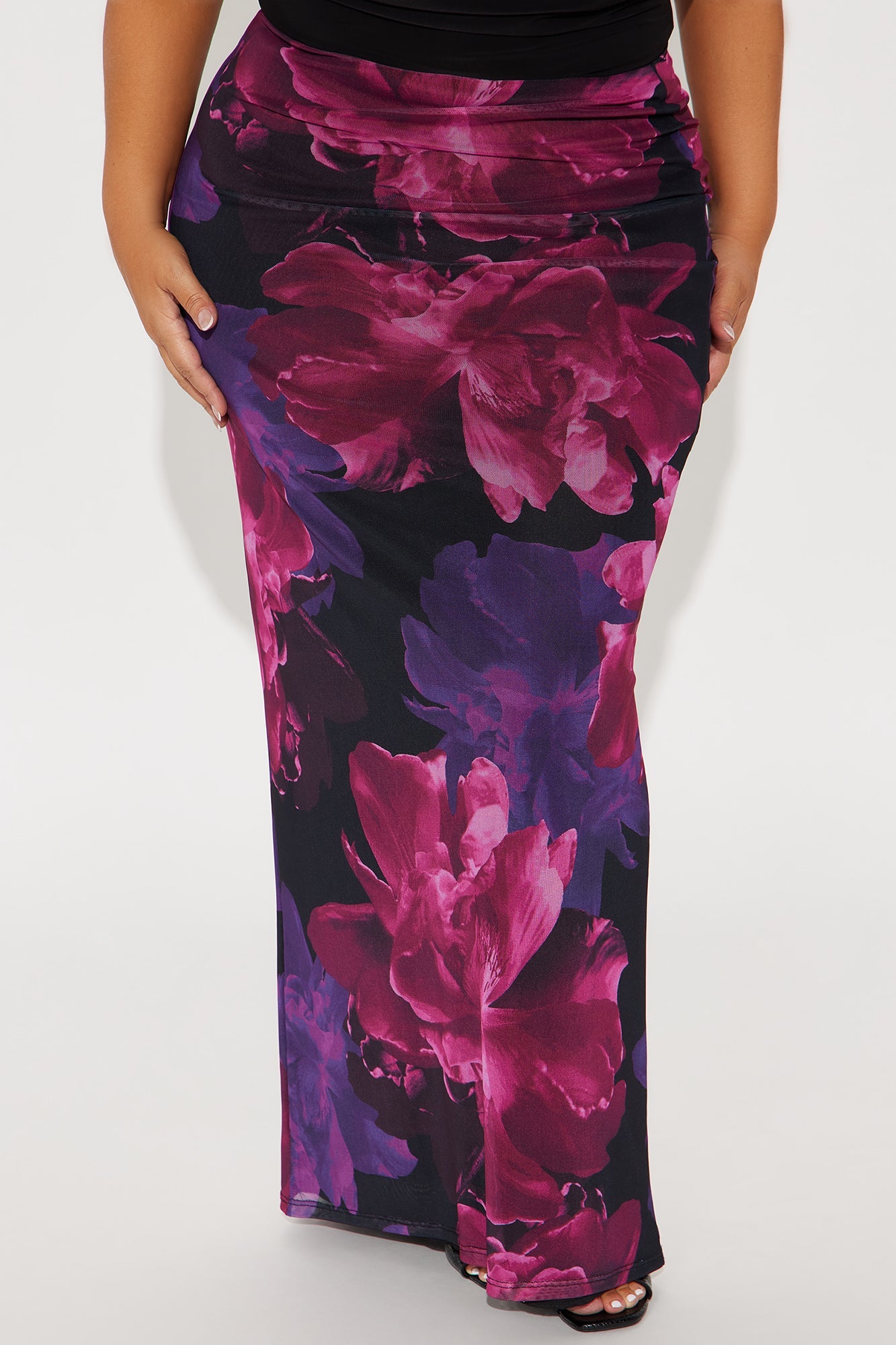 Midnight Bloom Mesh Maxi Skirt - Black/combo