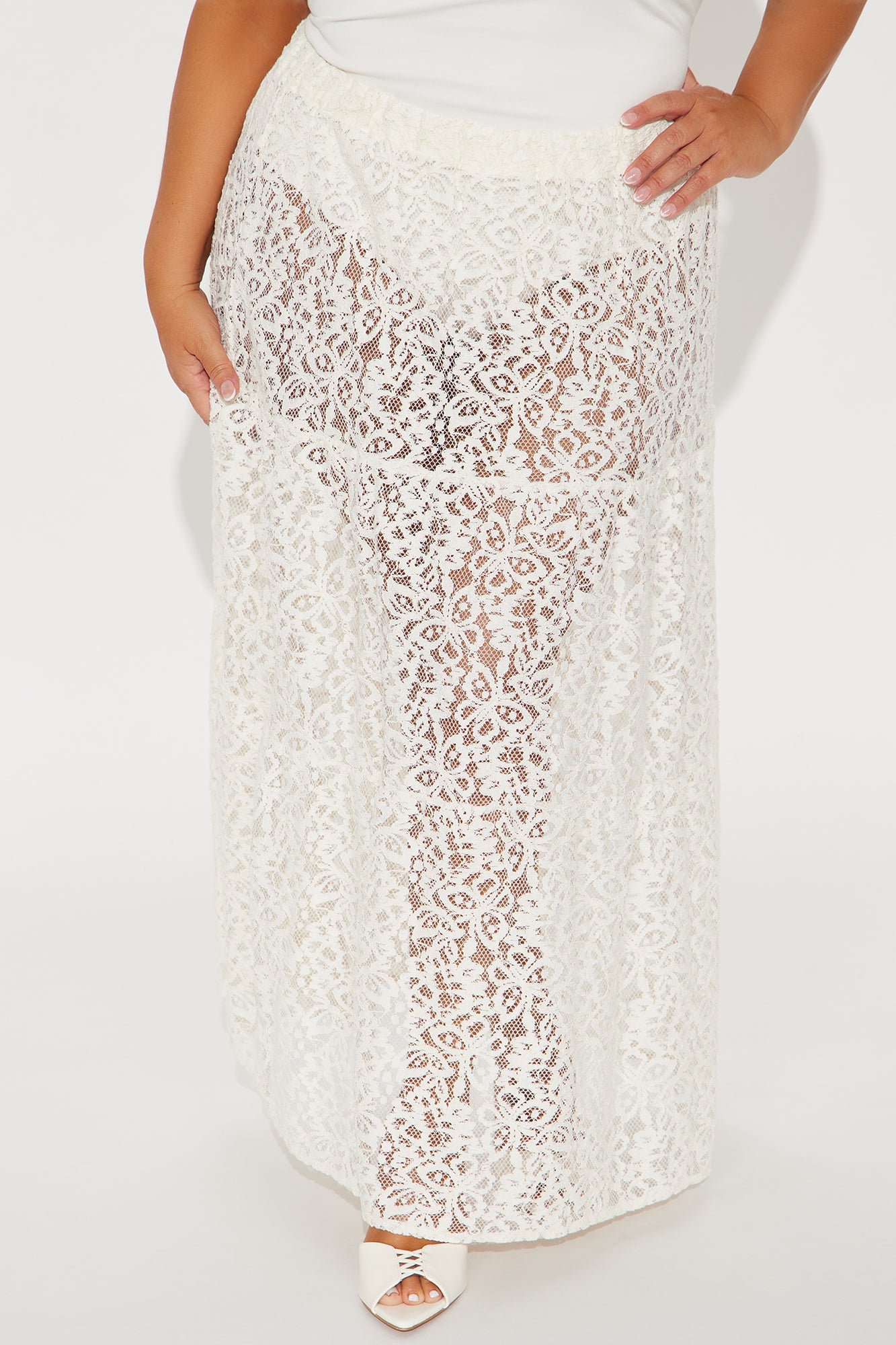 Keep It Sweet Tiered Lace Maxi Skirt - Cream