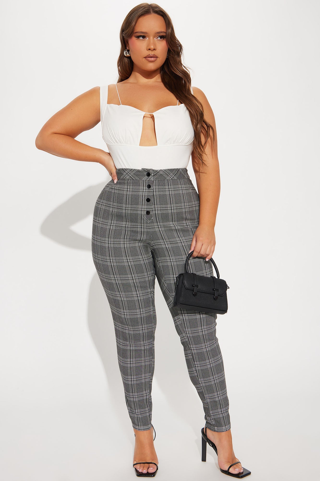 Chasity Plaid Pant - Black/White
