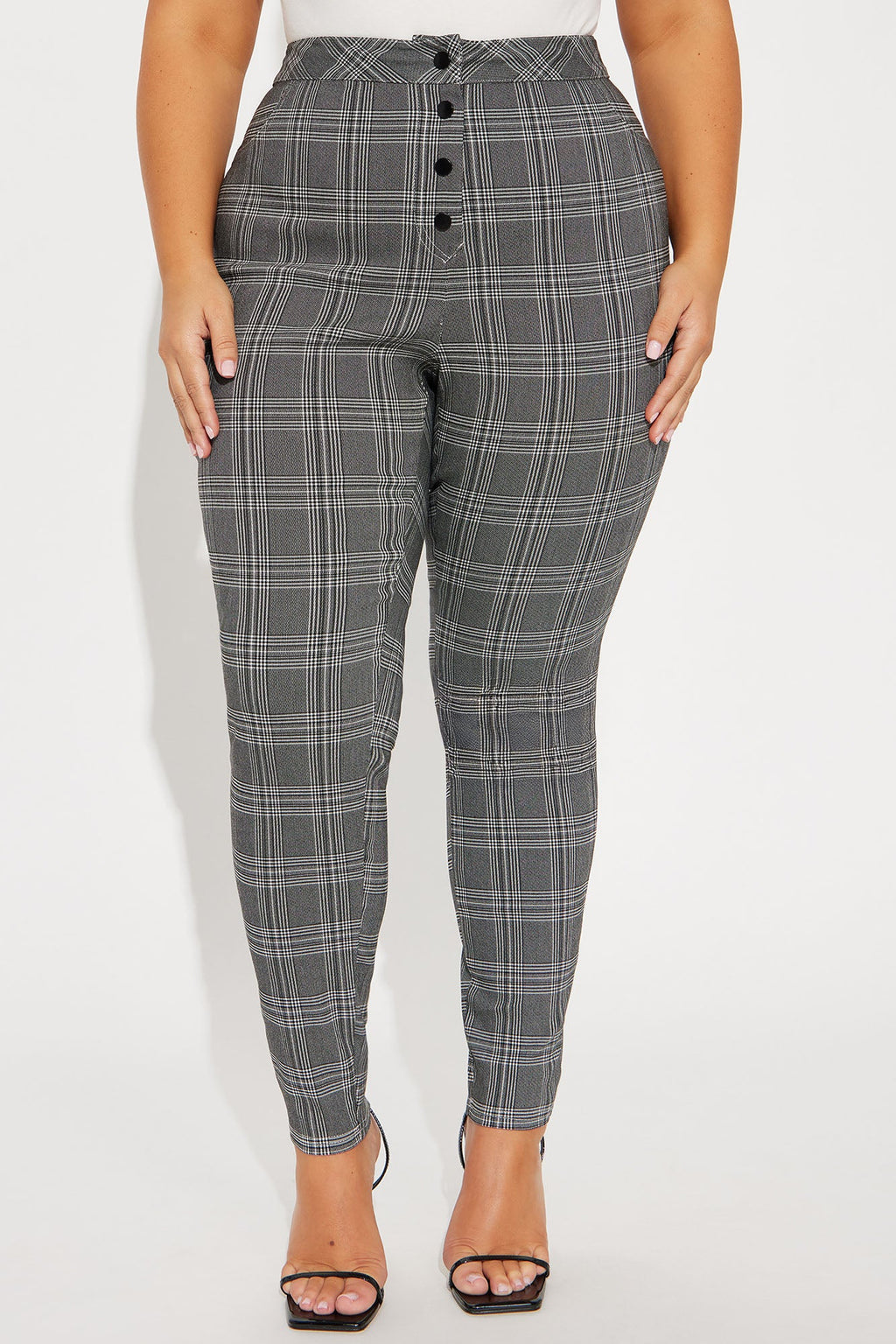 Chasity Plaid Pant - Black/White