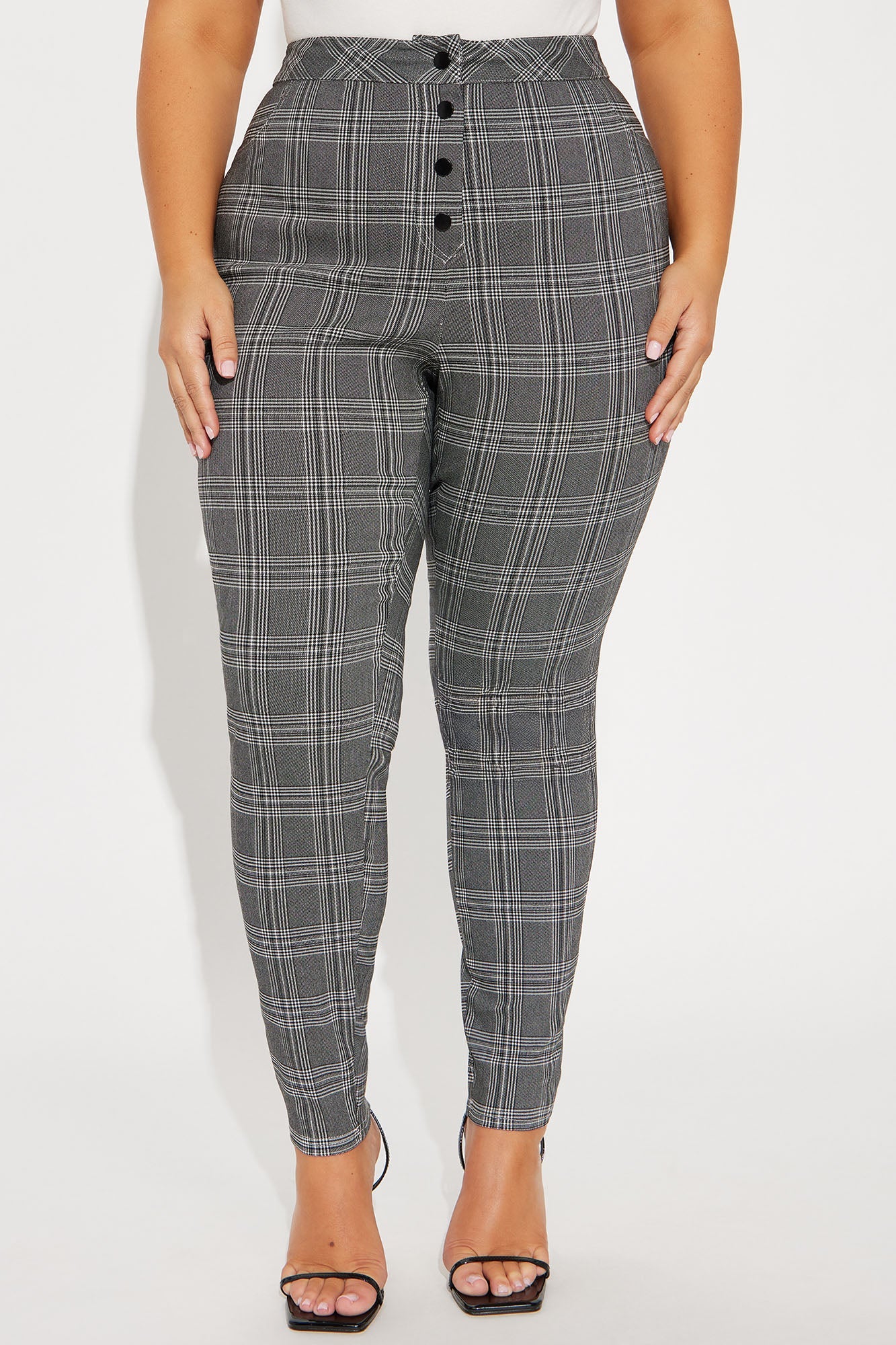 Chasity Plaid Pant - Black/White