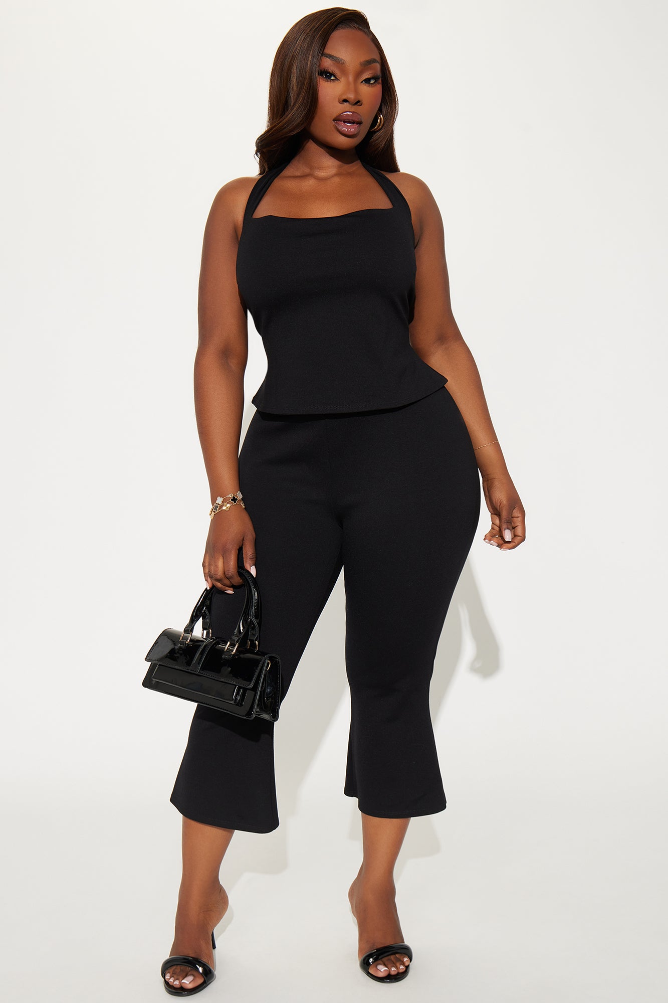 Polly Halter Capri Set - Black